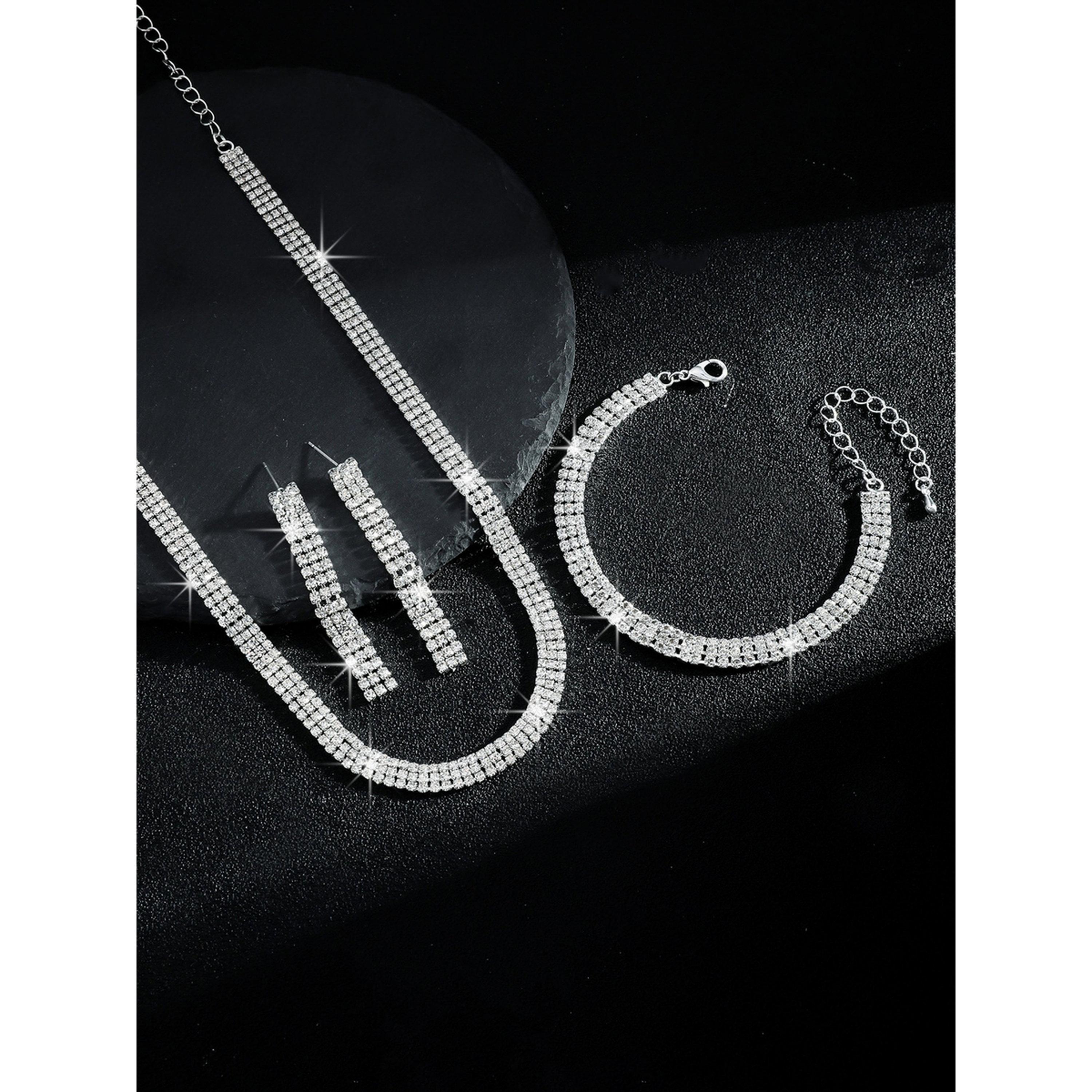 طقم مجوهرات 3 قطع عقد وسوار وأقراط منمقة-women-watchesandjewellery-jewellery-jewellerysets-image-5