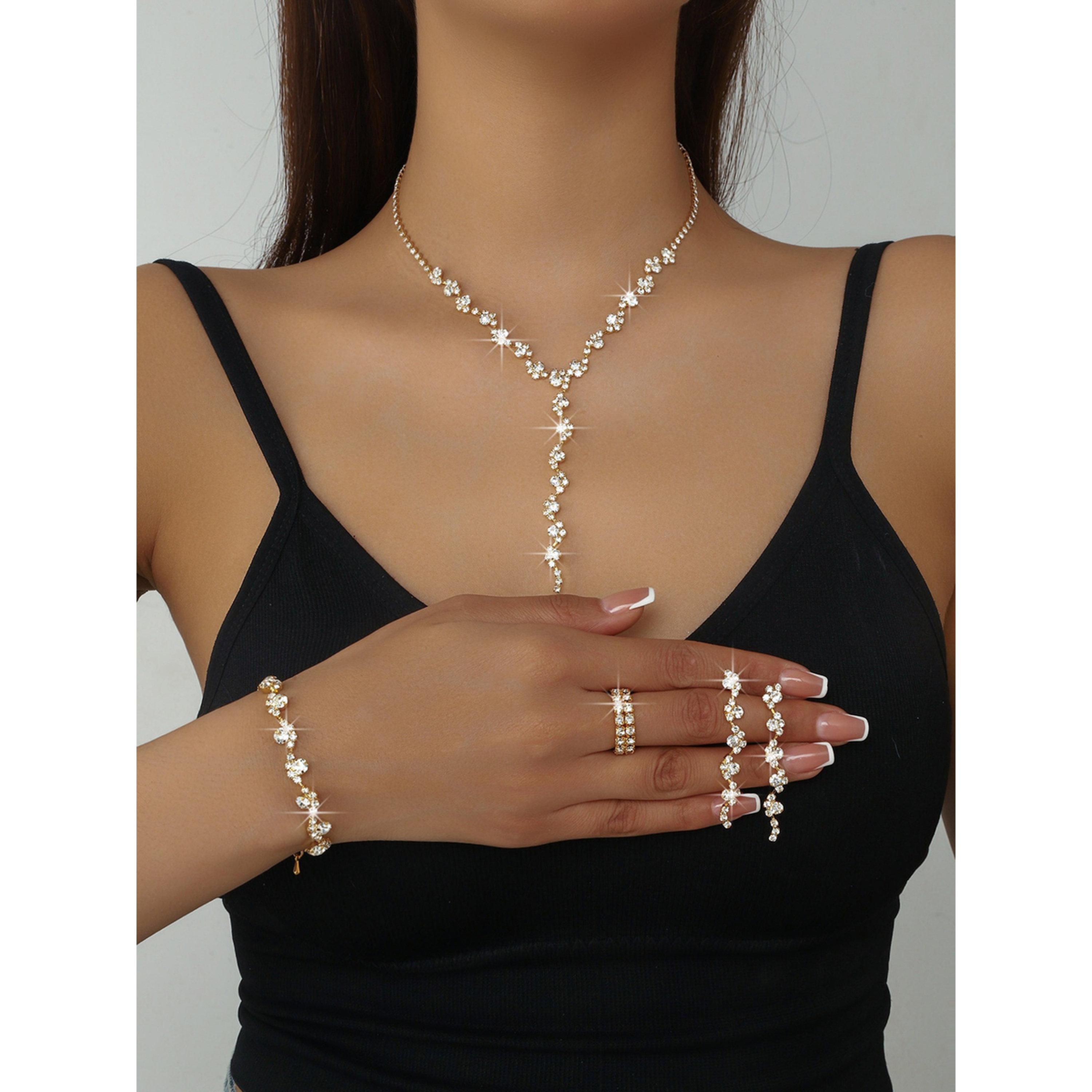 Take Two 4-Piece Embellished Necklace, Bracelet, Ring And Earrings Jewelry Set-women-watchesandjewellery-jewellery-jewellerysets-image-2