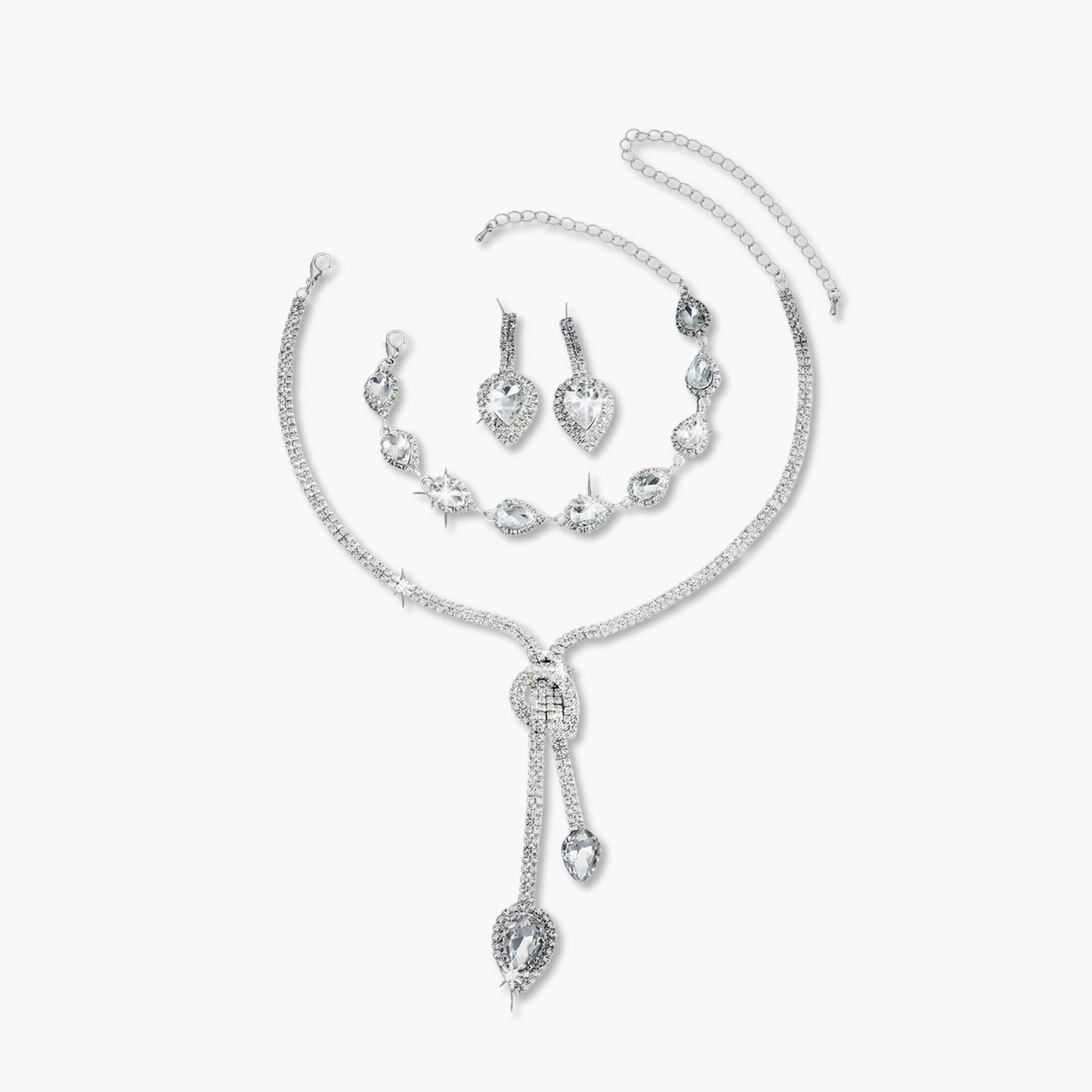 طقم مجوهرات 3 قطع عقد وسوار وأقراط منمقة-women-watchesandjewellery-jewellery-jewellerysets-image-1