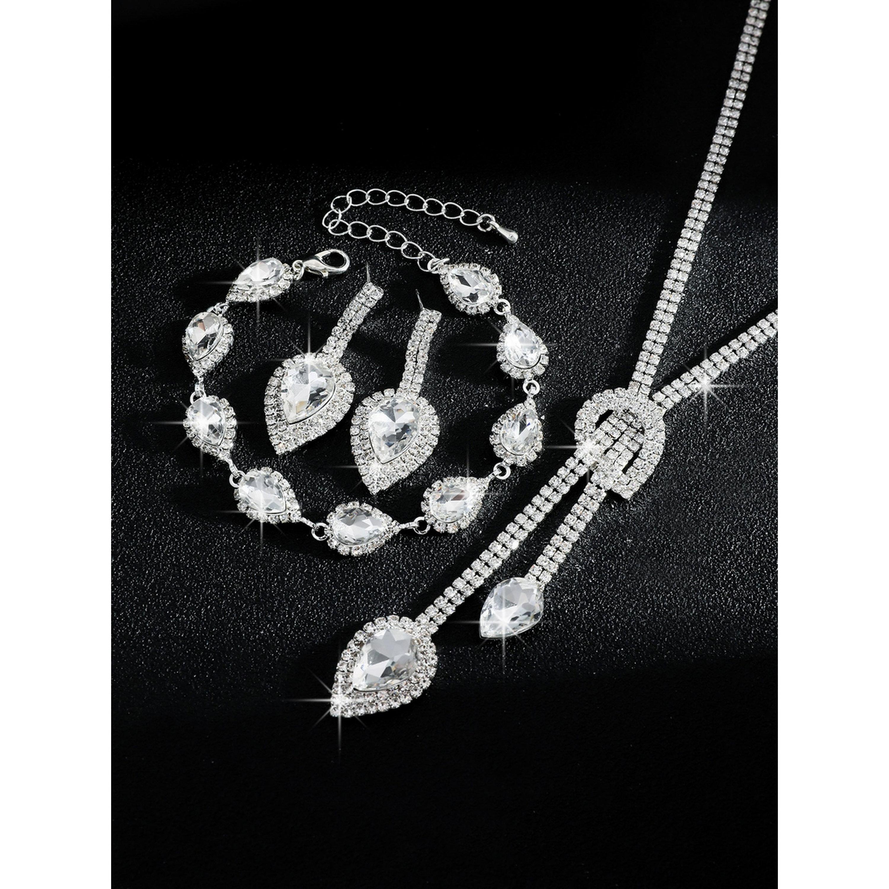 طقم مجوهرات 3 قطع عقد وسوار وأقراط منمقة-women-watchesandjewellery-jewellery-jewellerysets-image-3