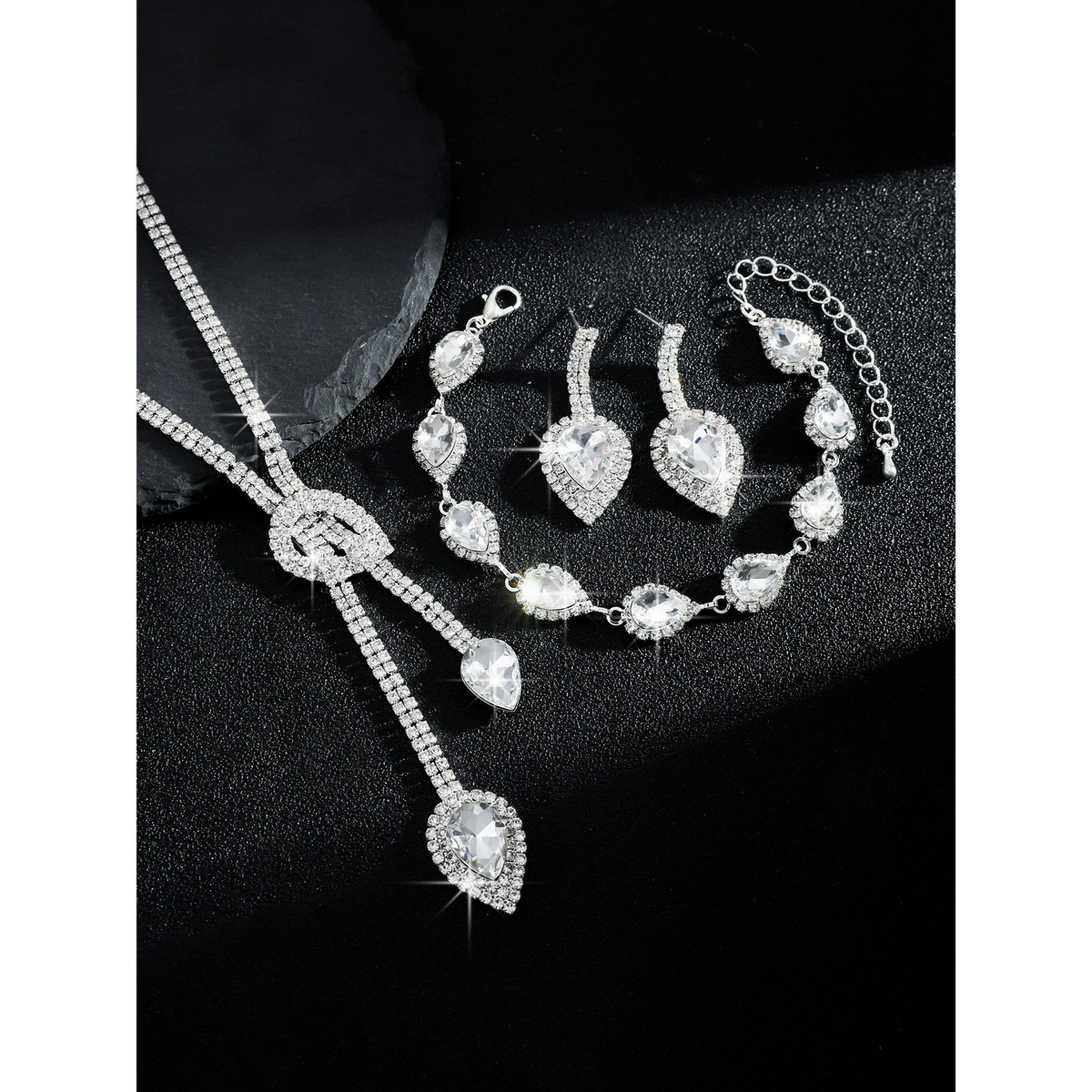 طقم مجوهرات 3 قطع عقد وسوار وأقراط منمقة-women-watchesandjewellery-jewellery-jewellerysets-image-4