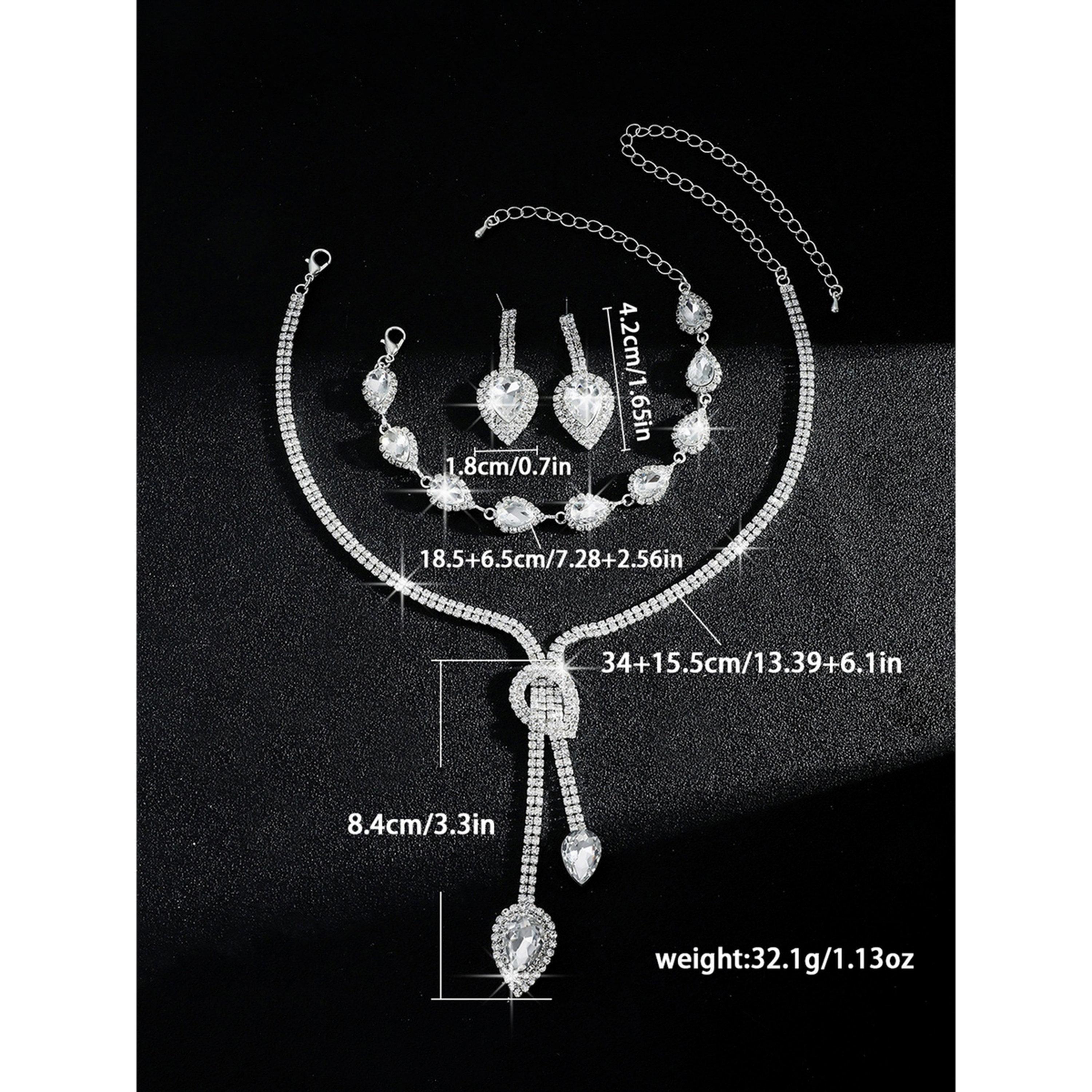 طقم مجوهرات 3 قطع عقد وسوار وأقراط منمقة-women-watchesandjewellery-jewellery-jewellerysets-image-5