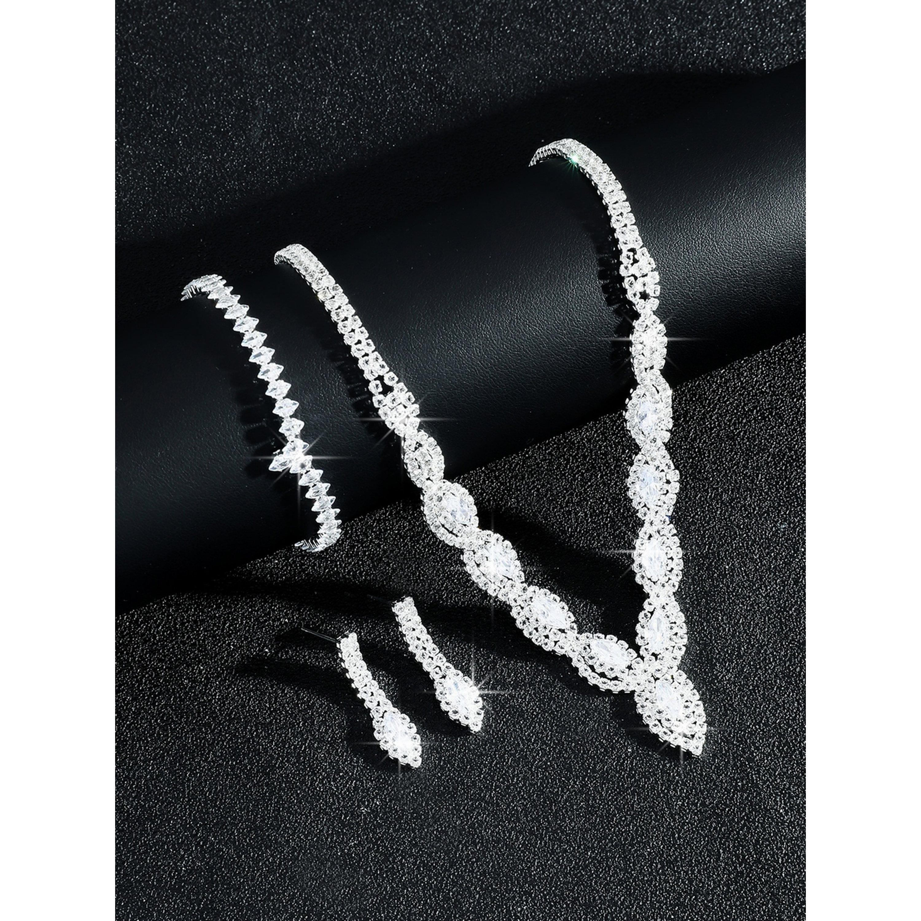 طقم مجوهرات 3 قطع عقد وسوار وأقراط منمقة-women-watchesandjewellery-jewellery-jewellerysets-image-3