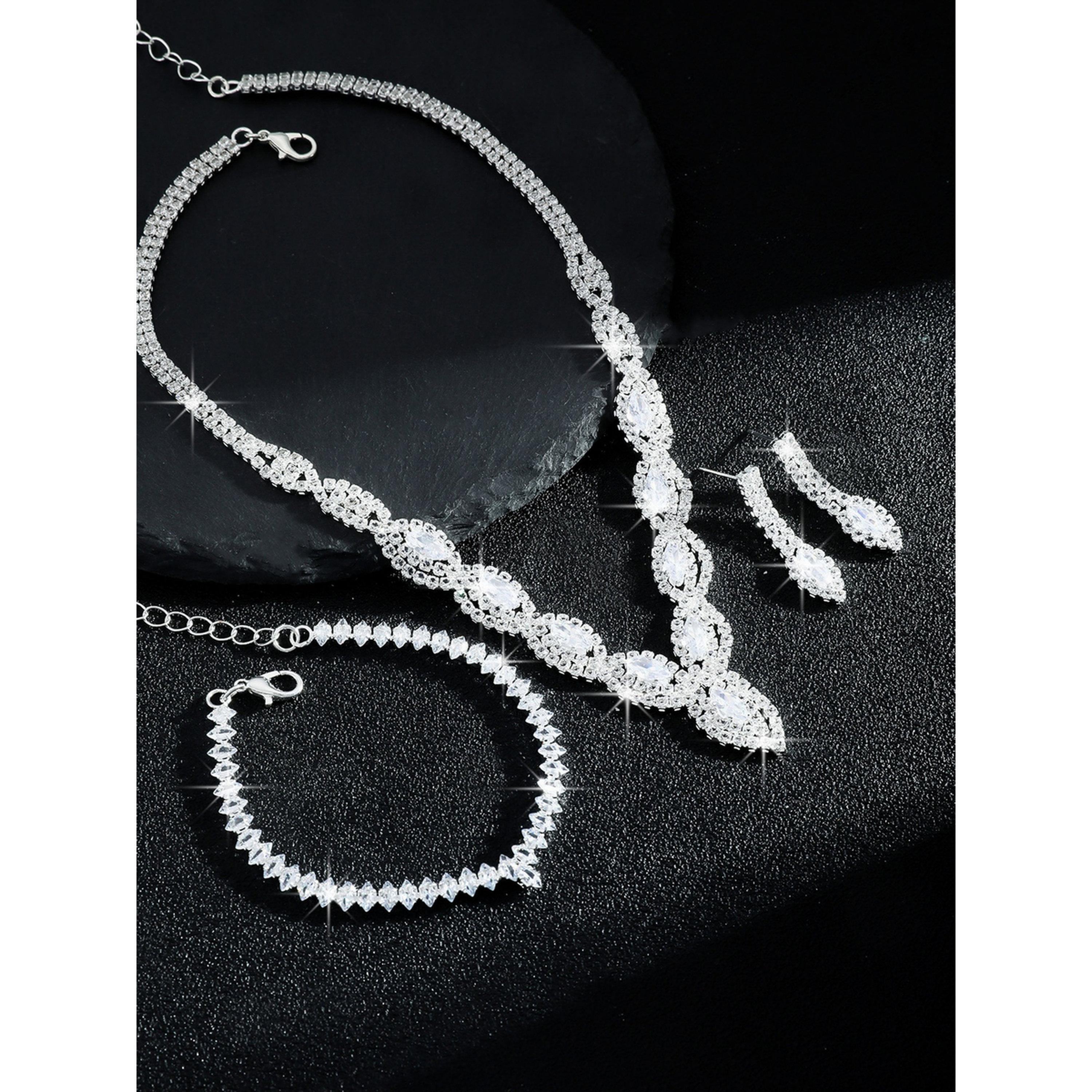 طقم مجوهرات 3 قطع عقد وسوار وأقراط منمقة-women-watchesandjewellery-jewellery-jewellerysets-image-5