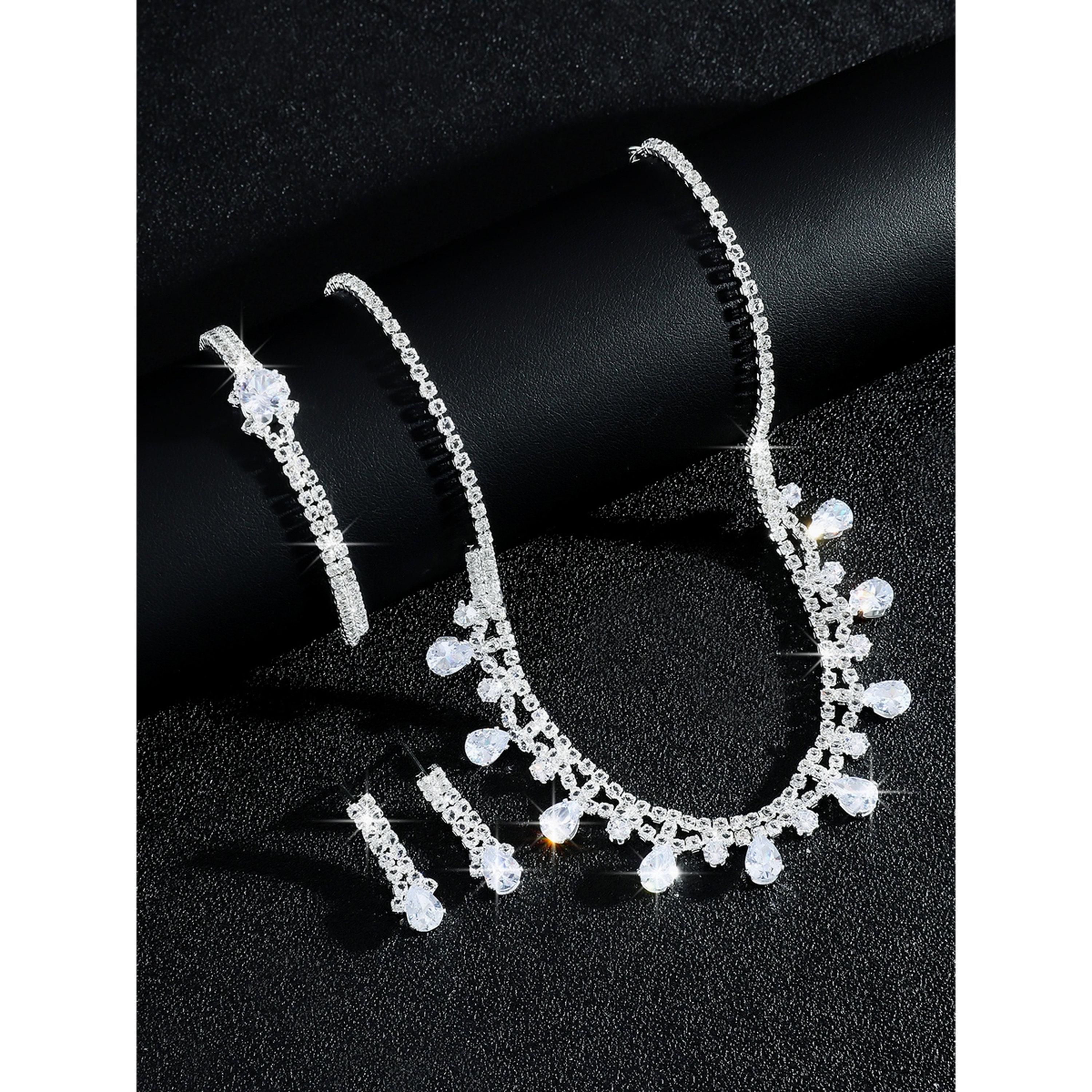 طقم مجوهرات 3 قطع عقد وسوار وأقراط منمقة-women-watchesandjewellery-jewellery-jewellerysets-image-3