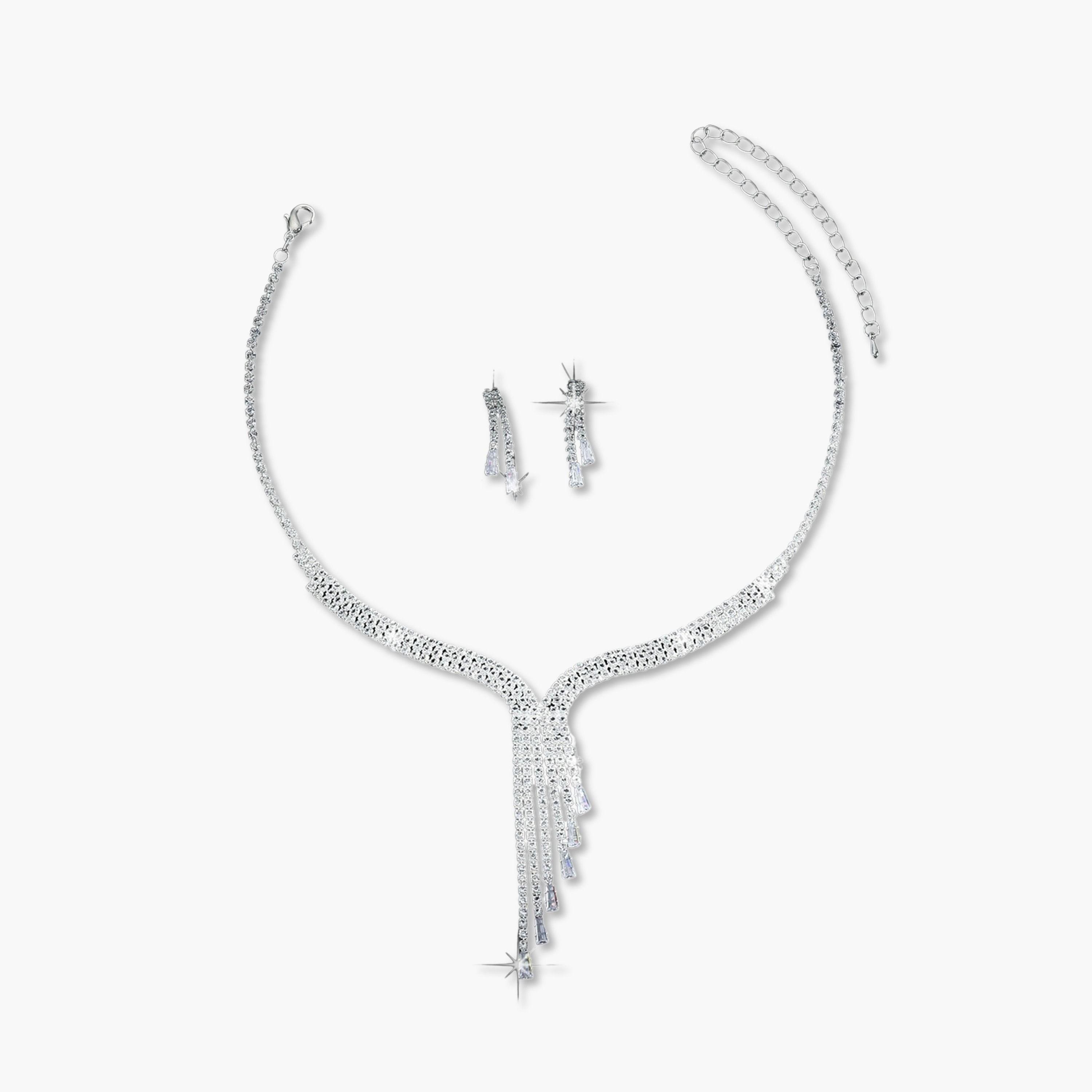 Take Two 2-Piece Embellished Tassel Necklace And Earrings Jewelry Set-women-watchesandjewellery-jewellery-jewellerysets-image-1