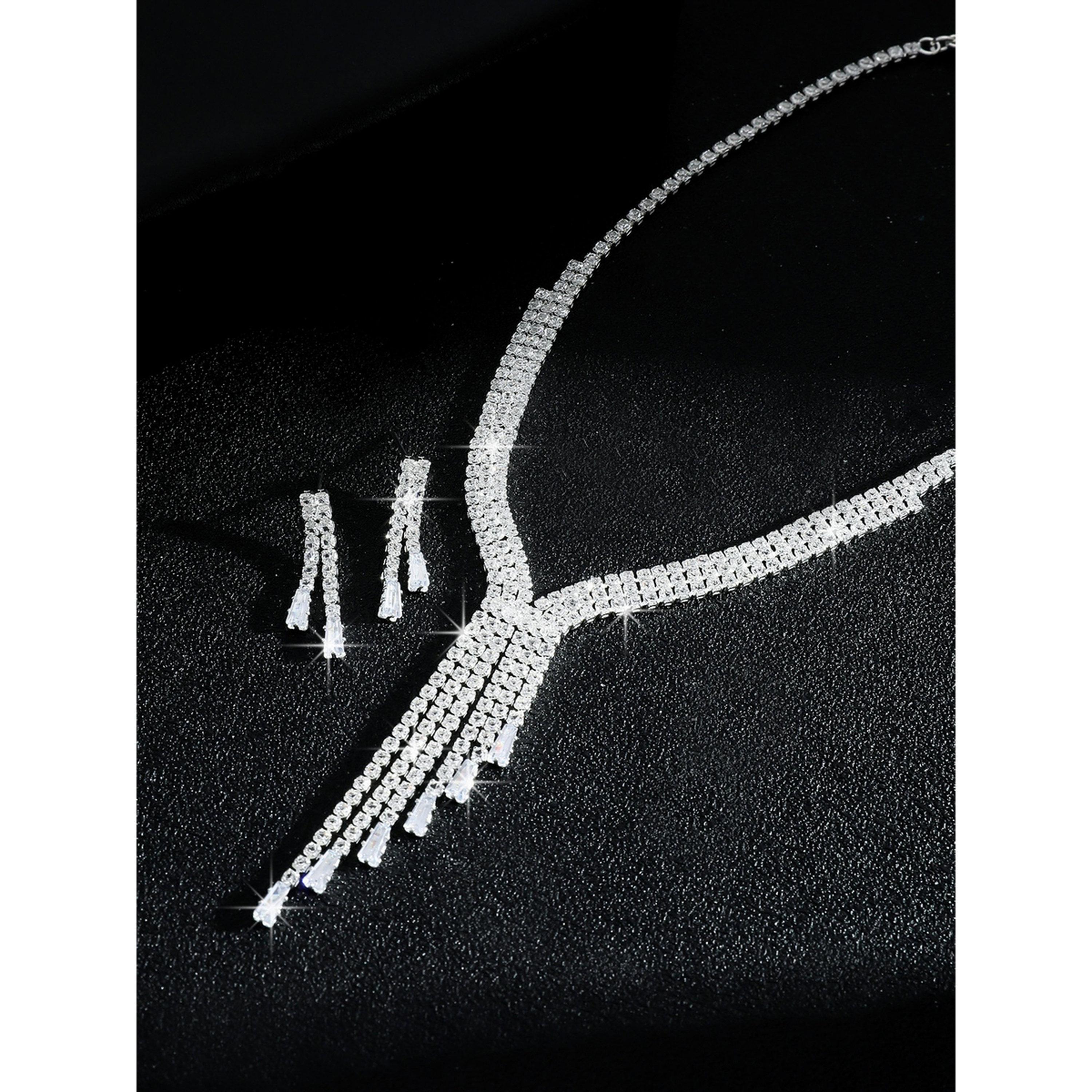طقم مجوهرات قطعتين عقد بشراشيب وأقراط مزين-women-watchesandjewellery-jewellery-jewellerysets-image-6