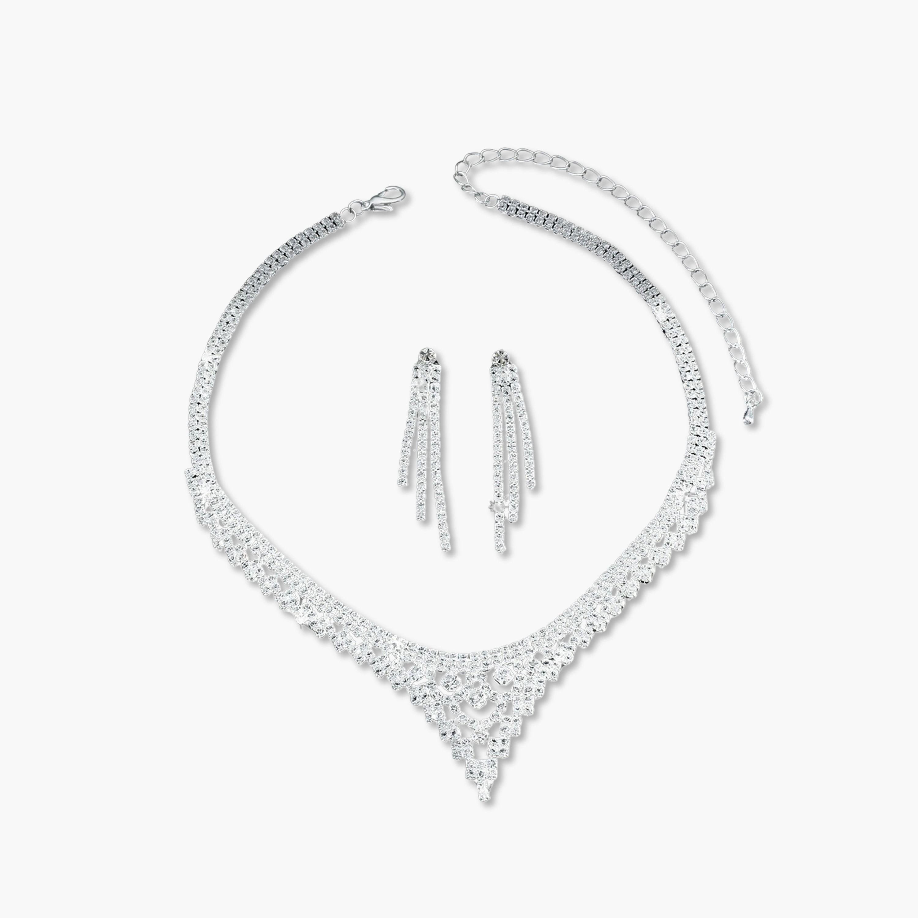 طقم مجوهرات قطعتين عقد وأقراط مزين-women-watchesandjewellery-jewellery-jewellerysets-image-1