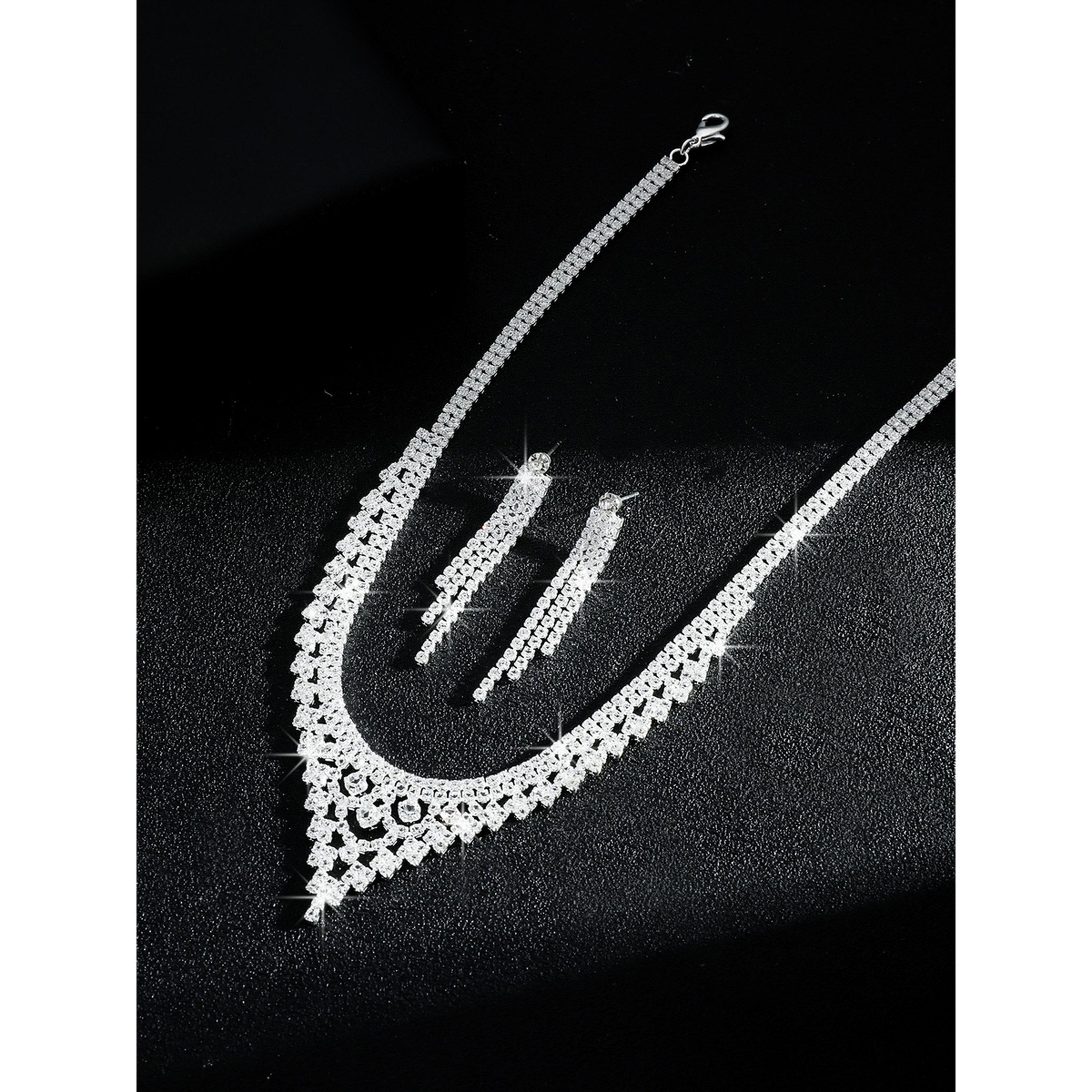 طقم مجوهرات قطعتين عقد وأقراط مزين-women-watchesandjewellery-jewellery-jewellerysets-image-3