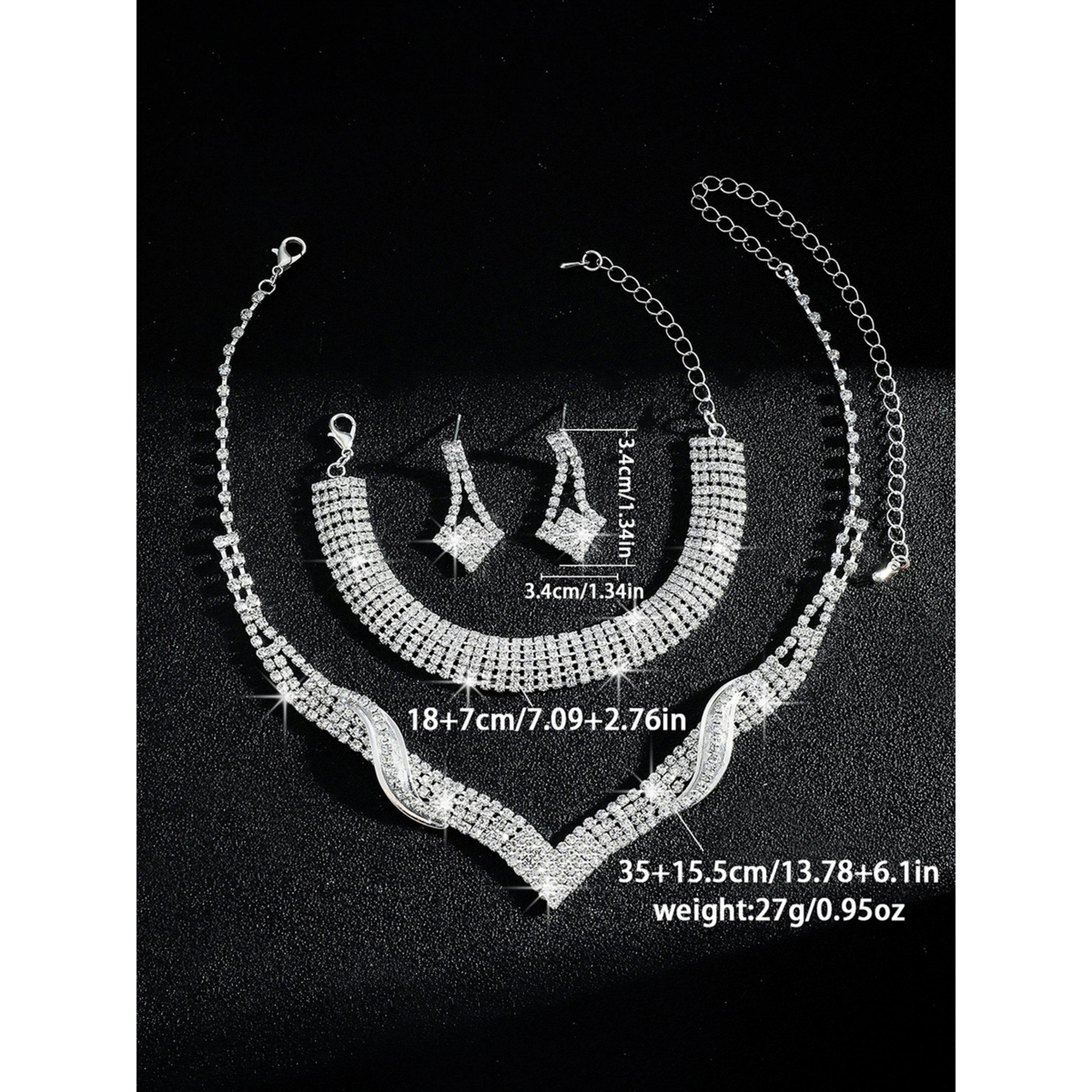 طقم مجوهرات 3 قطع عقد وسوار وأقراط منمقة-women-watchesandjewellery-jewellery-jewellerysets-image-5