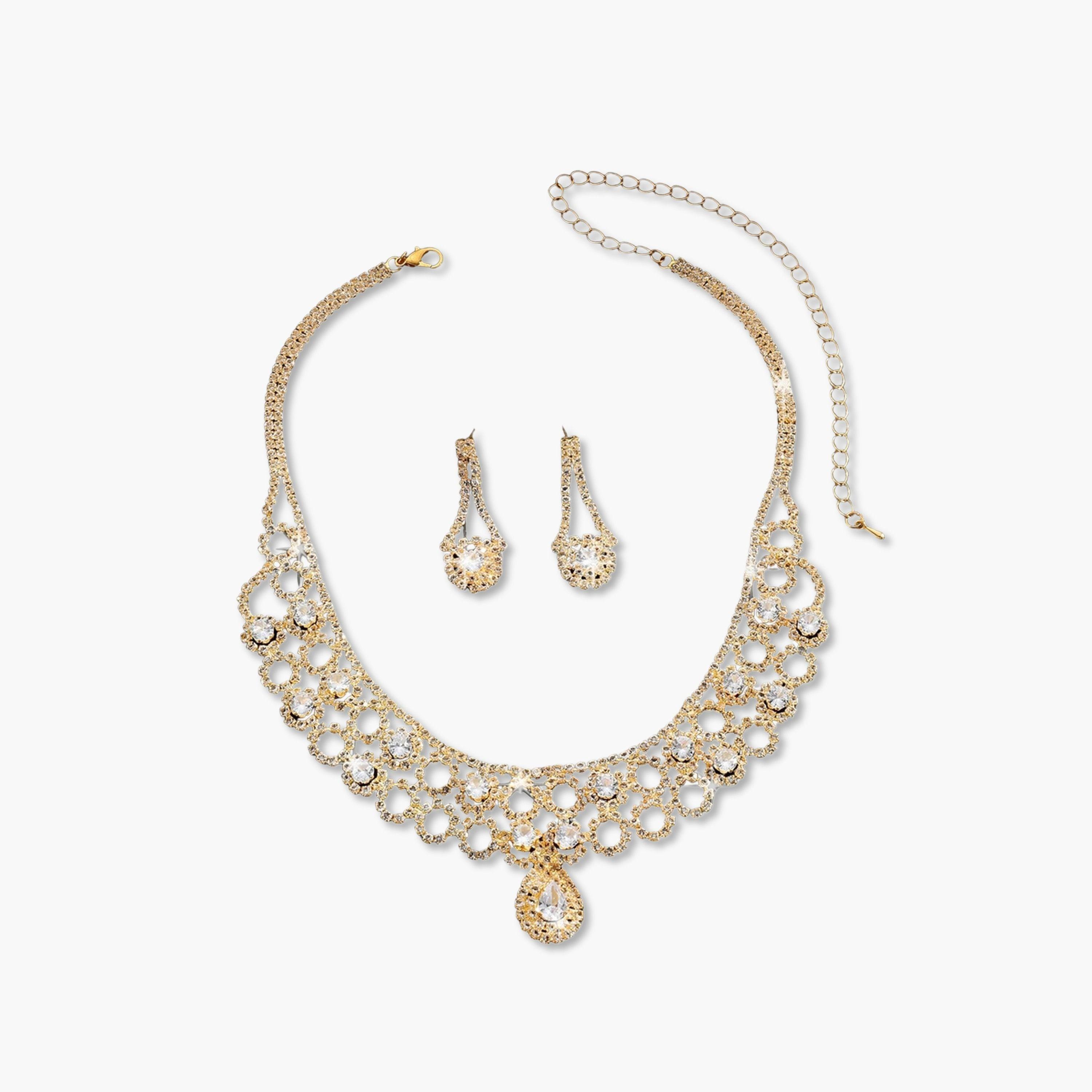 طقم مجوهرات قطعتين عقد وأقراط مزين-women-watchesandjewellery-jewellery-jewellerysets-image-1