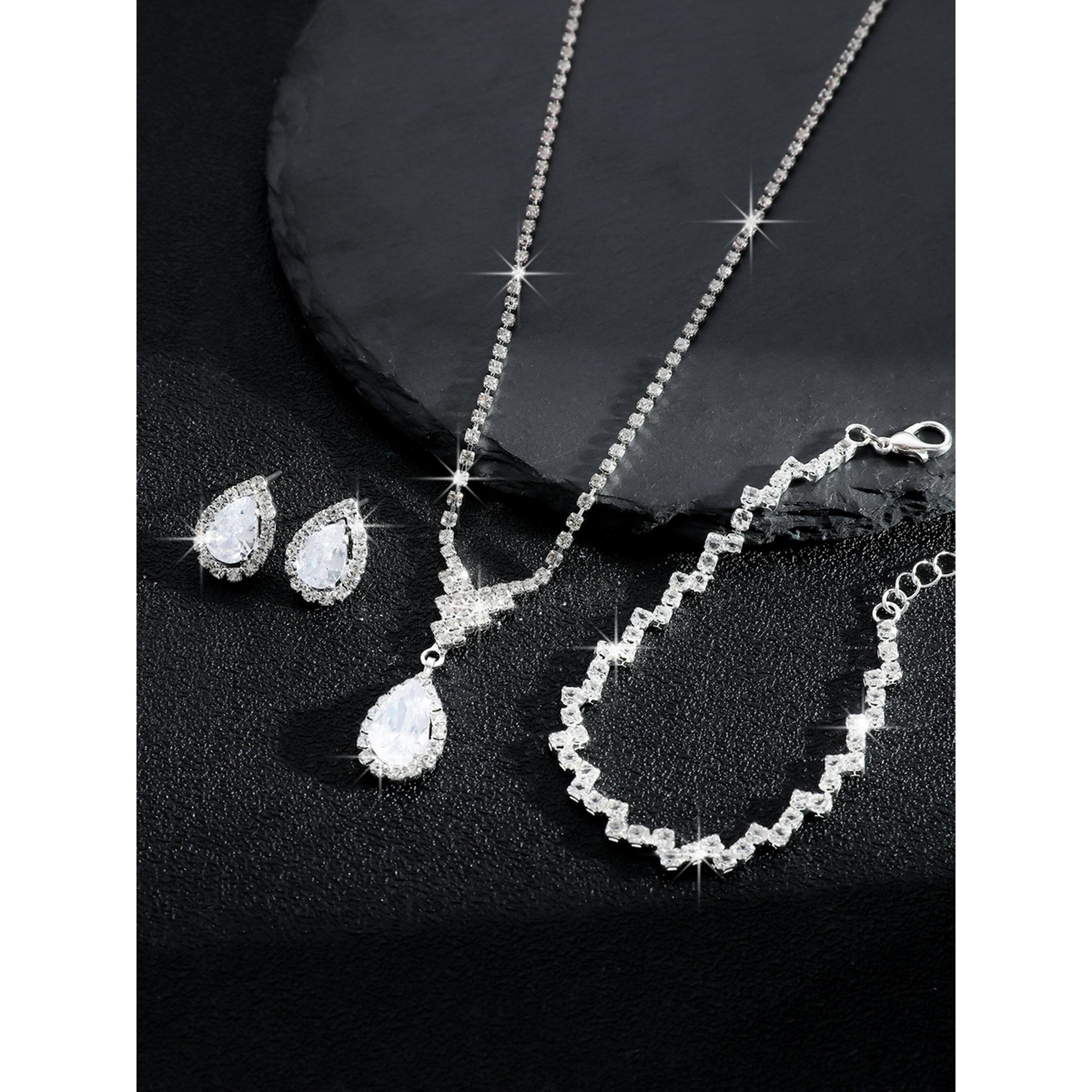 طقم مجوهرات 3 قطع عقد وسوار وأقراط منمقة-women-watchesandjewellery-jewellery-jewellerysets-image-4