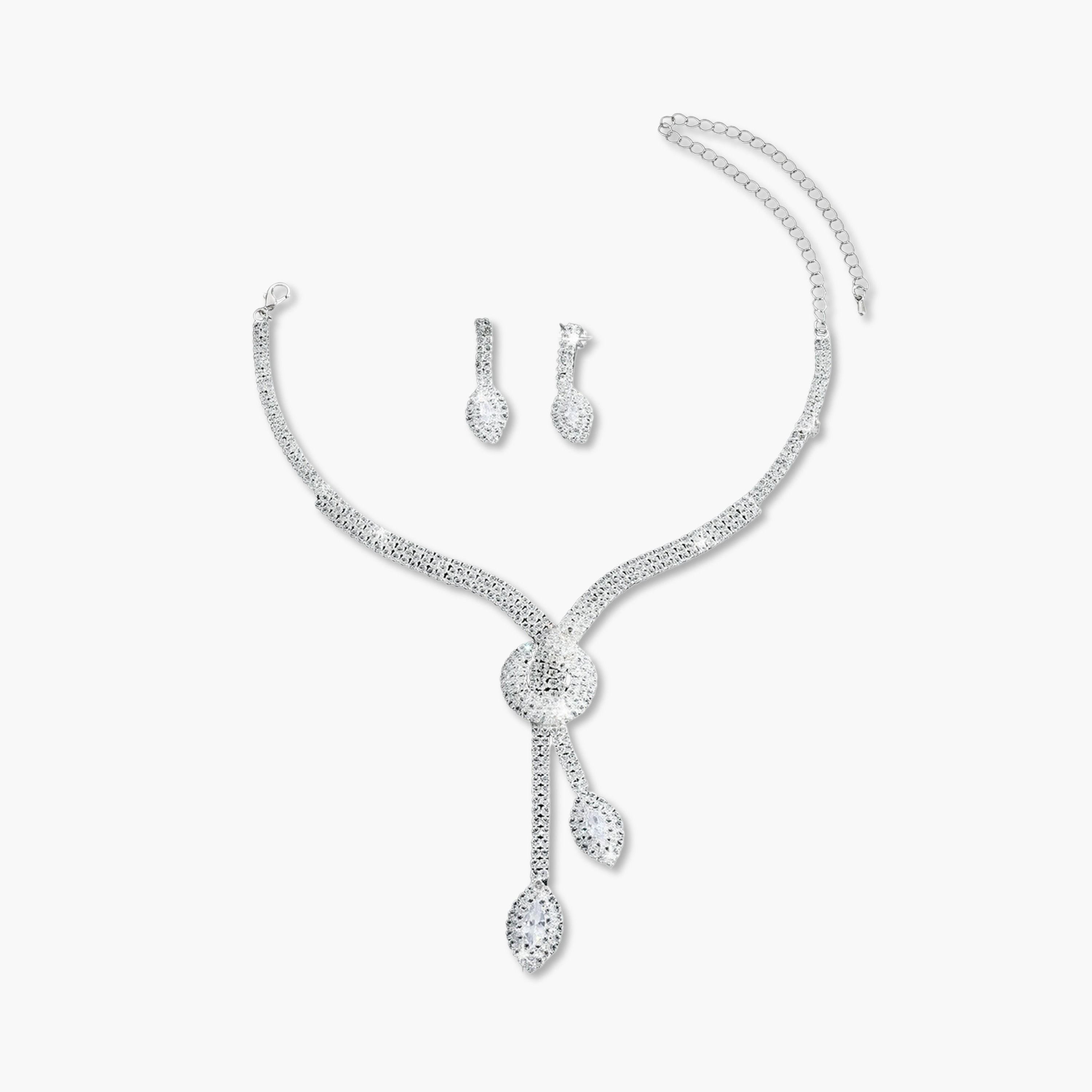 طقم مجوهرات قطعتين عقد وأقراط مزين-women-watchesandjewellery-jewellery-jewellerysets-image-1