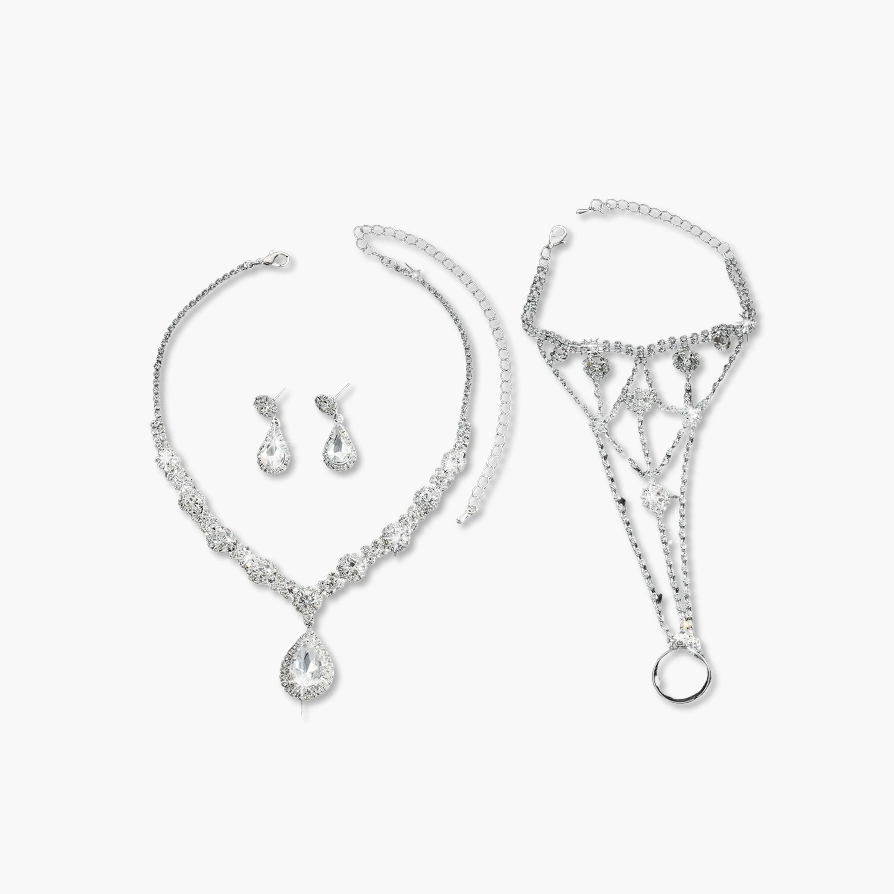 طقم مجوهرات 3 قطع عقد وسوار وأقراط منمقة-women-watchesandjewellery-jewellery-jewellerysets-image-1