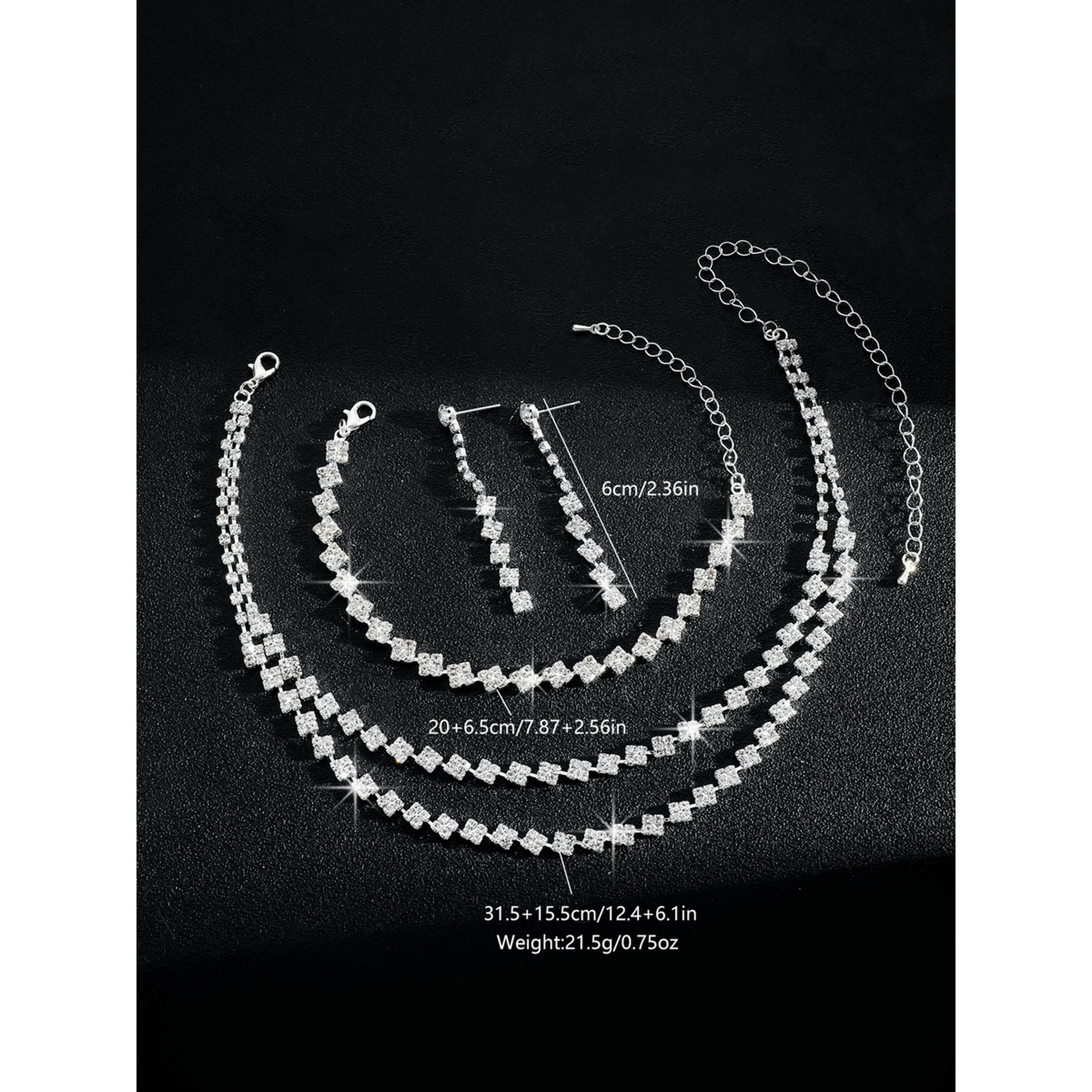 طقم مجوهرات 3 قطع عقد وسوار وأقراط منمقة-women-watchesandjewellery-jewellery-jewellerysets-image-4