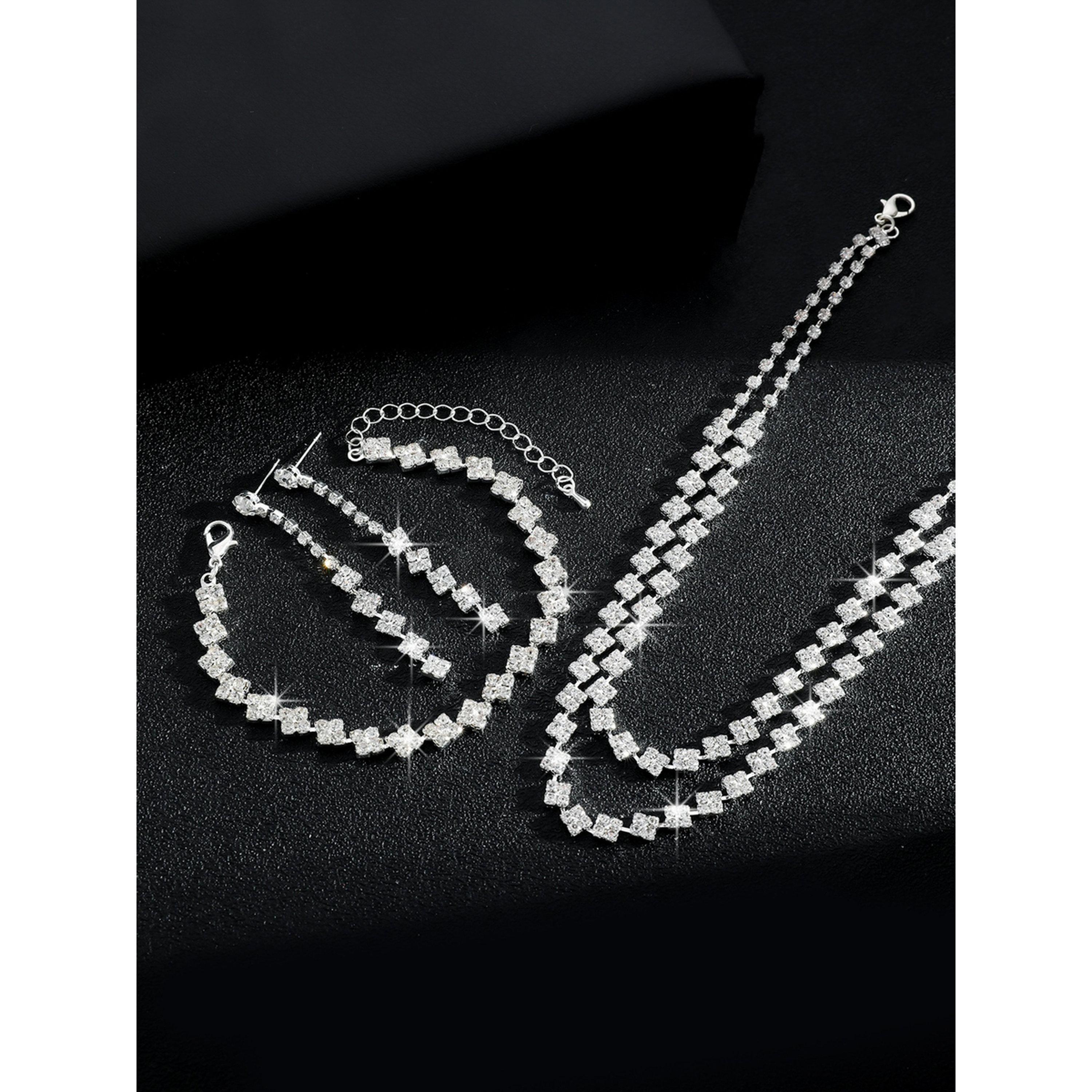 طقم مجوهرات 3 قطع عقد وسوار وأقراط منمقة-women-watchesandjewellery-jewellery-jewellerysets-image-5