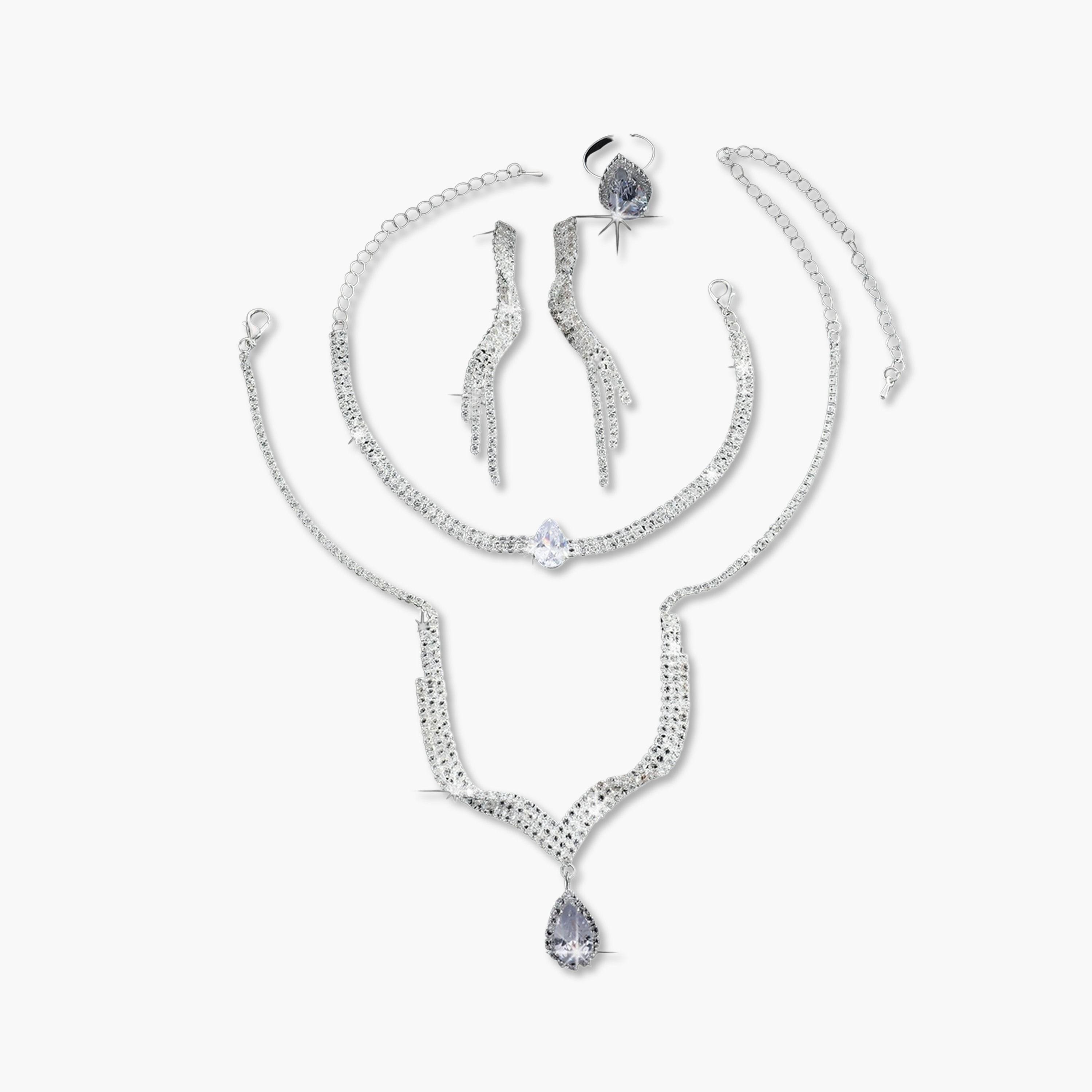 Take Two 4-Piece Embellished Necklace, Bracelet, Ring And Earrings Jewelry Set-women-watchesandjewellery-jewellery-jewellerysets-image-1
