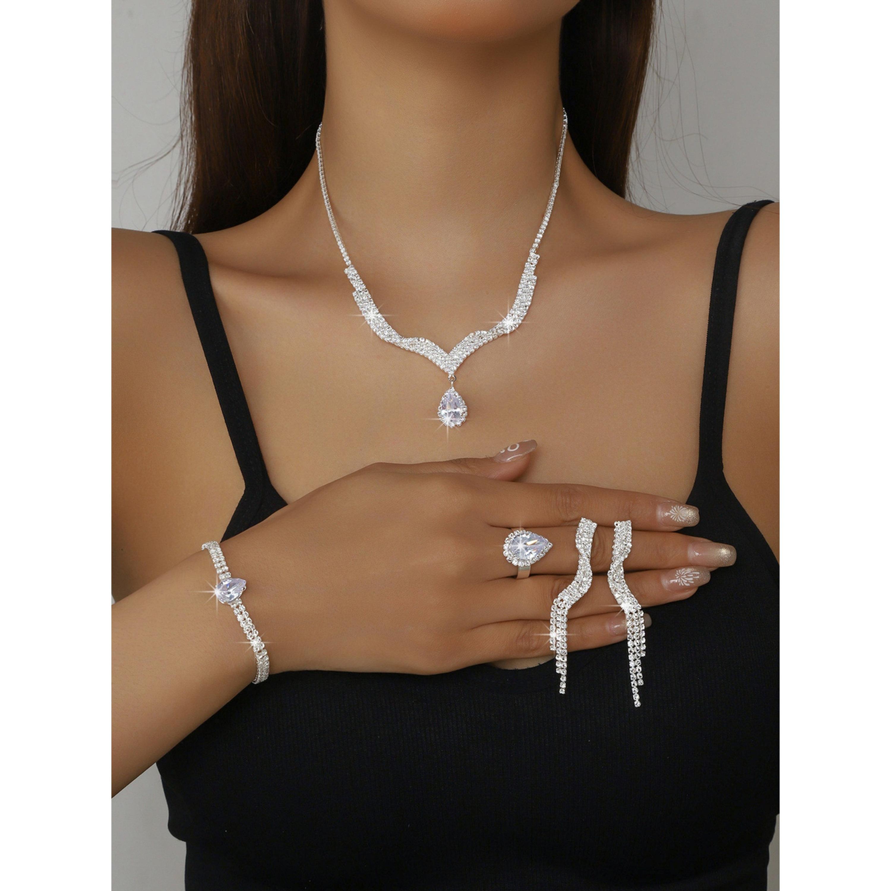 Take Two 4-Piece Embellished Necklace, Bracelet, Ring And Earrings Jewelry Set-women-watchesandjewellery-jewellery-jewellerysets-image-2