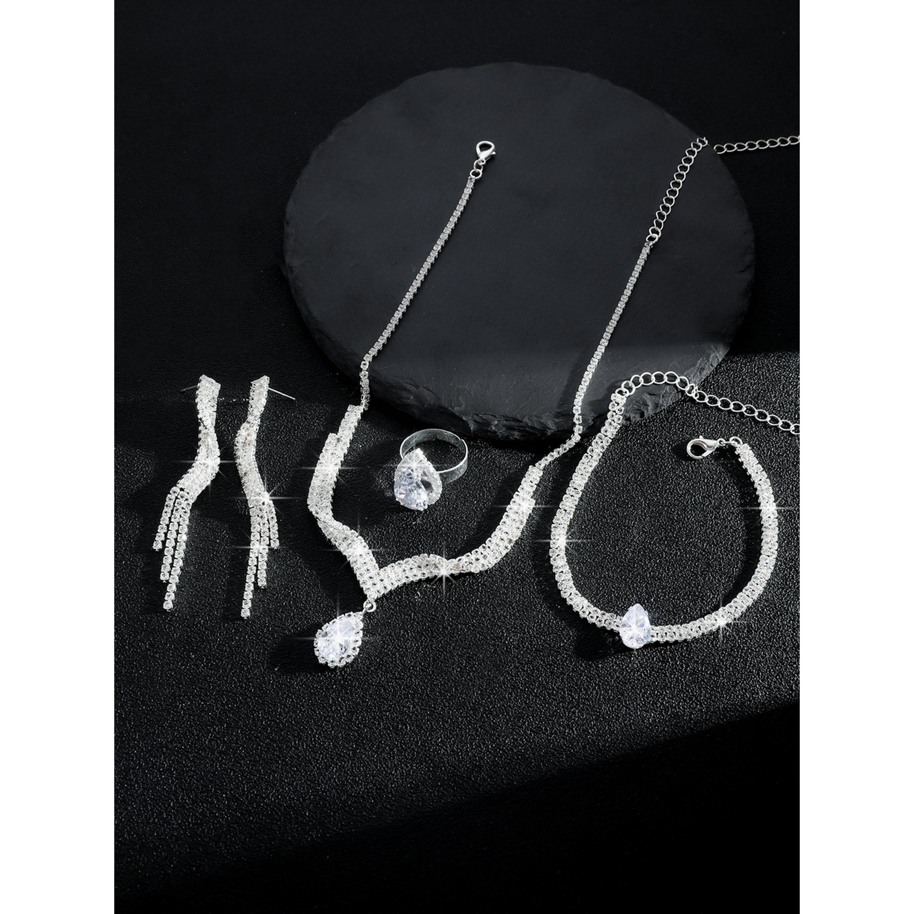 Take Two 4-Piece Embellished Necklace, Bracelet, Ring And Earrings Jewelry Set-women-watchesandjewellery-jewellery-jewellerysets-image-4