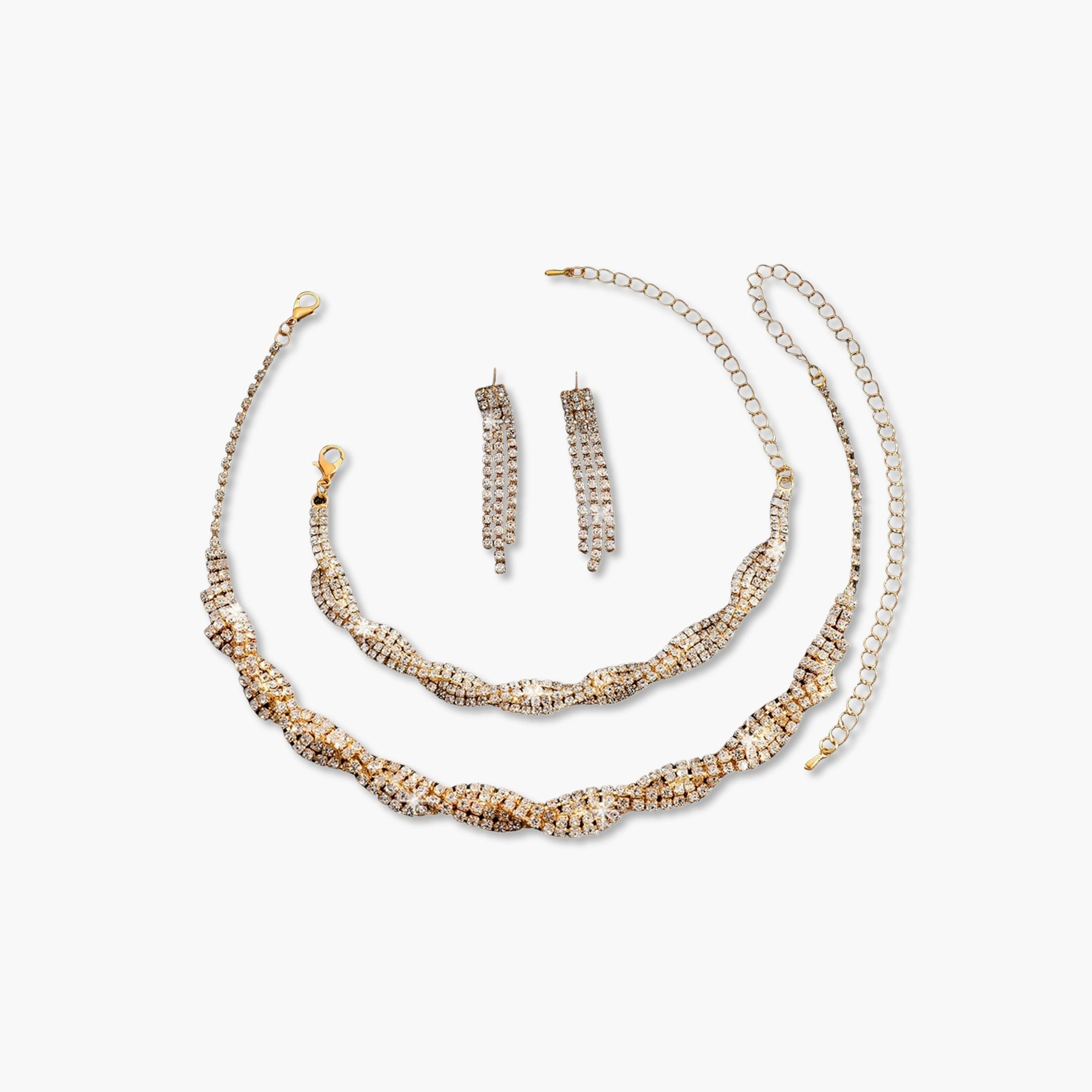 طقم مجوهرات 3 قطع عقد وسوار وأقراط منمقة-women-watchesandjewellery-jewellery-jewellerysets-image-1