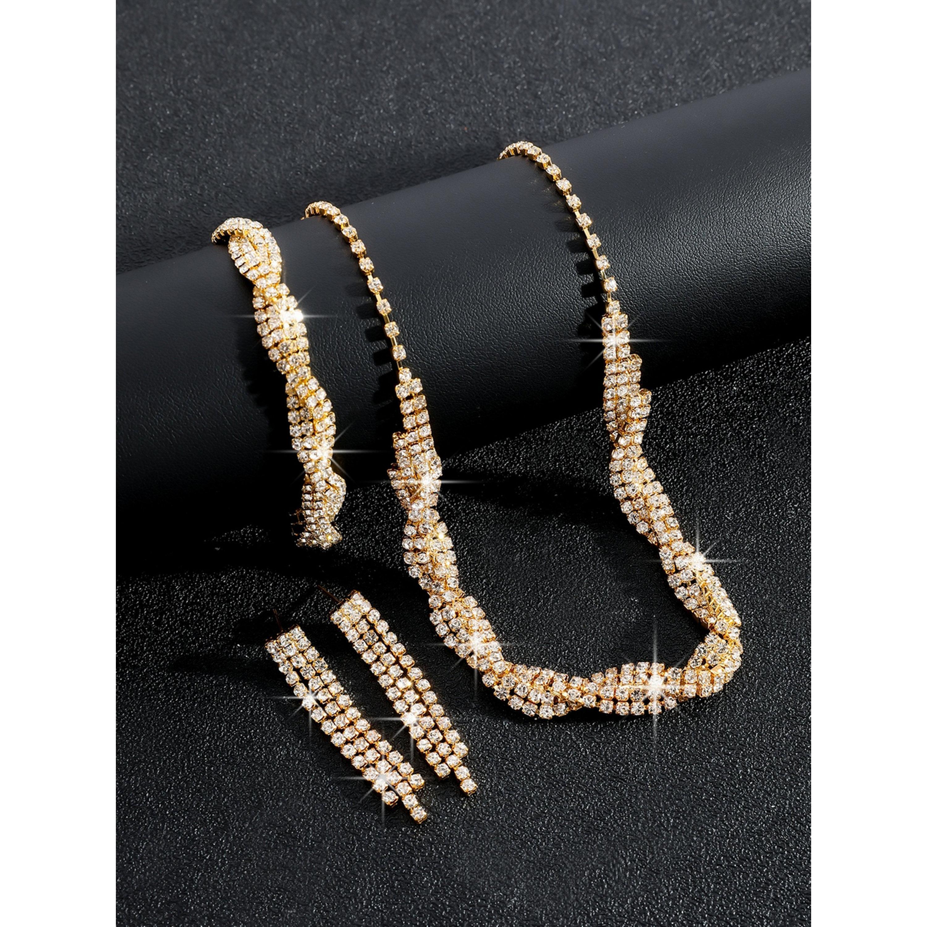 طقم مجوهرات 3 قطع عقد وسوار وأقراط منمقة-women-watchesandjewellery-jewellery-jewellerysets-image-4