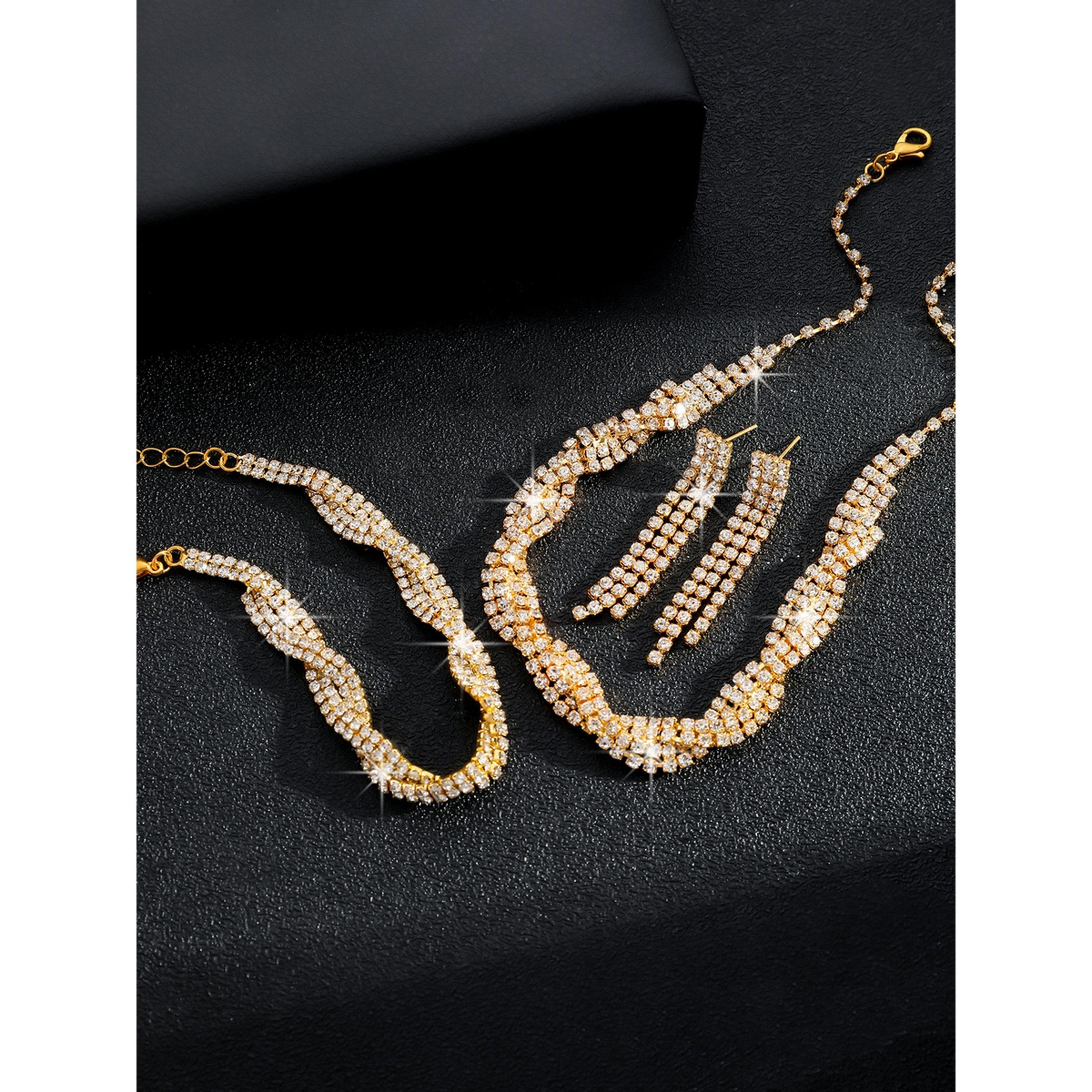 طقم مجوهرات 3 قطع عقد وسوار وأقراط منمقة-women-watchesandjewellery-jewellery-jewellerysets-image-5