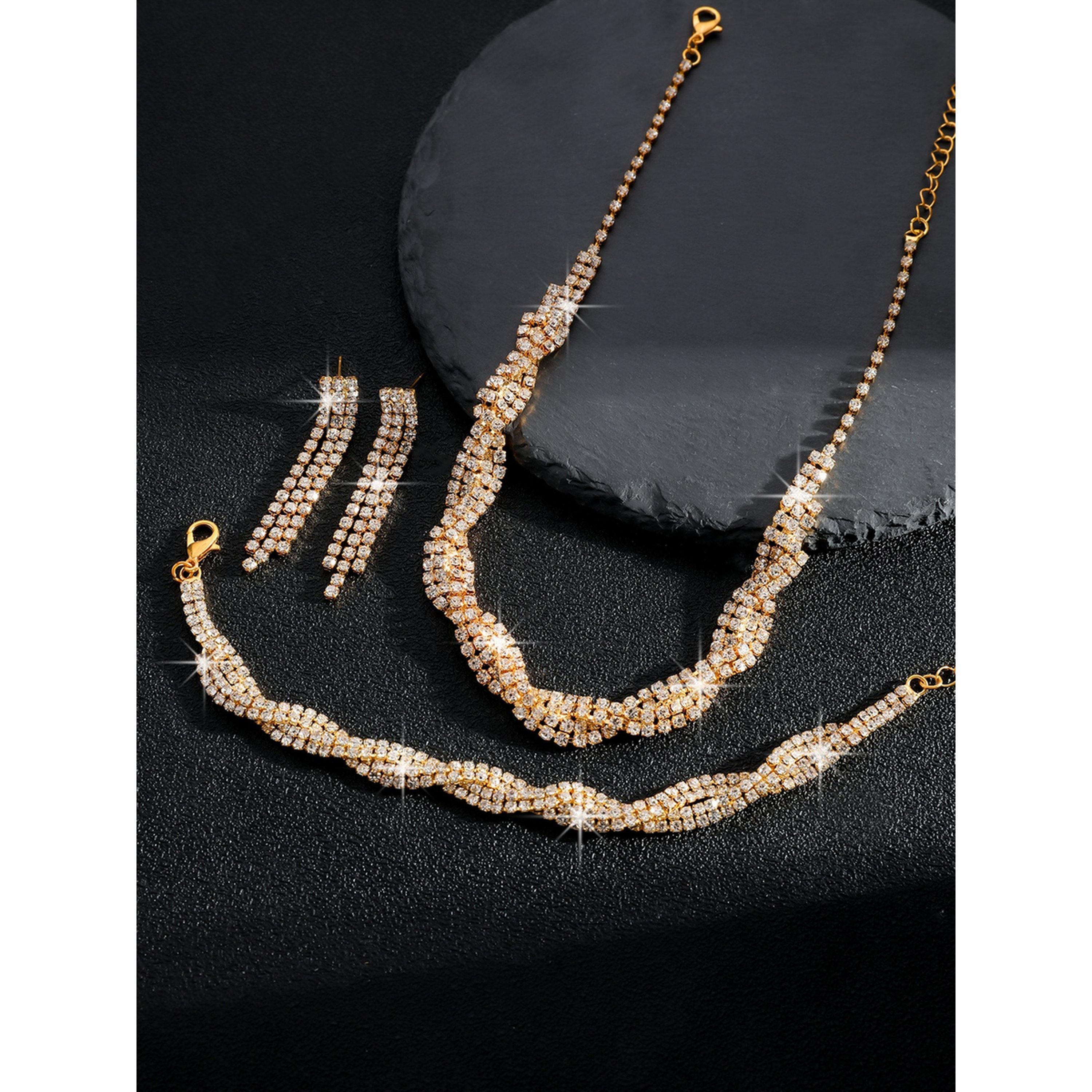 طقم مجوهرات 3 قطع عقد وسوار وأقراط منمقة-women-watchesandjewellery-jewellery-jewellerysets-image-6
