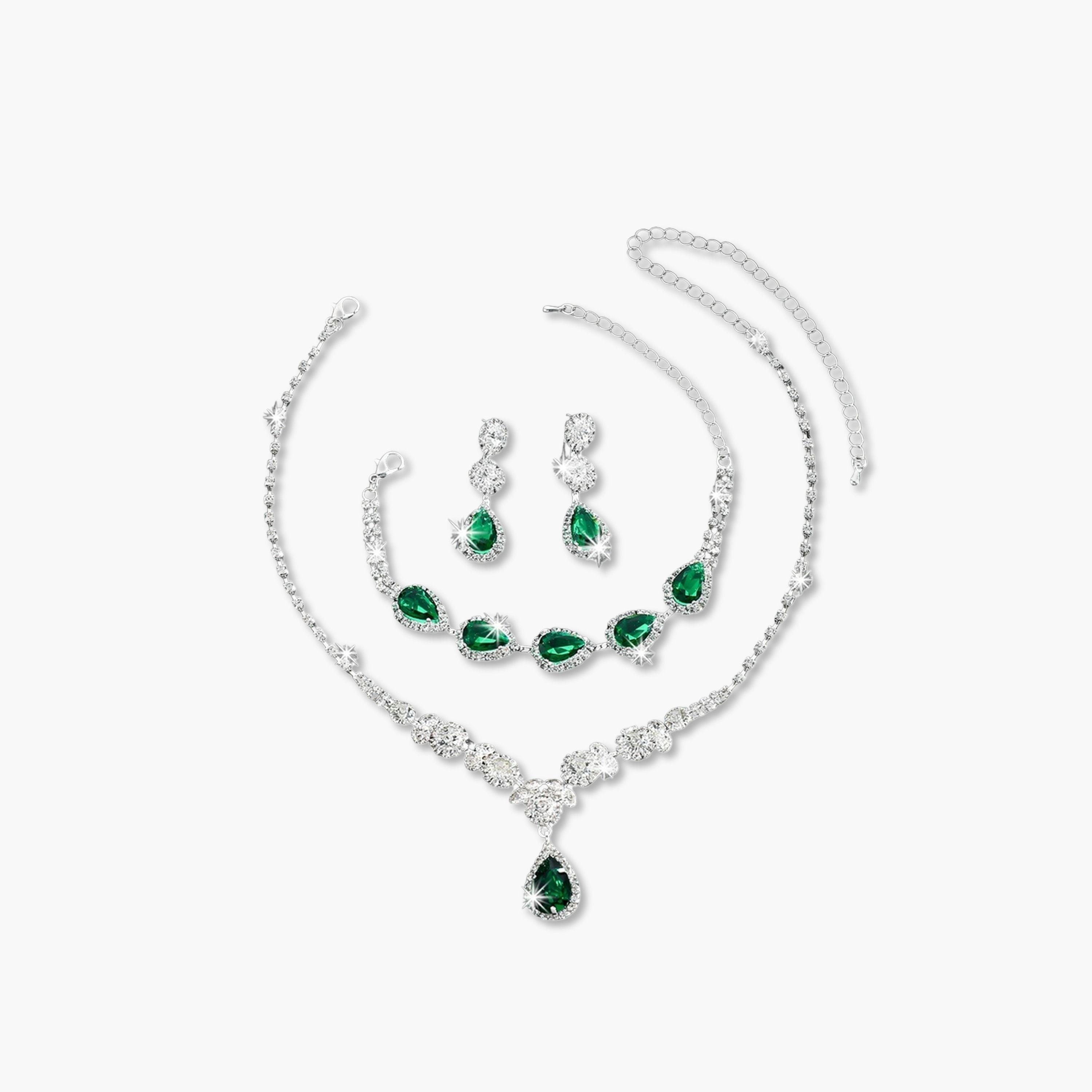 طقم مجوهرات 3 قطع عقد وسوار وأقراط منمقة-women-watchesandjewellery-jewellery-jewellerysets-image-1