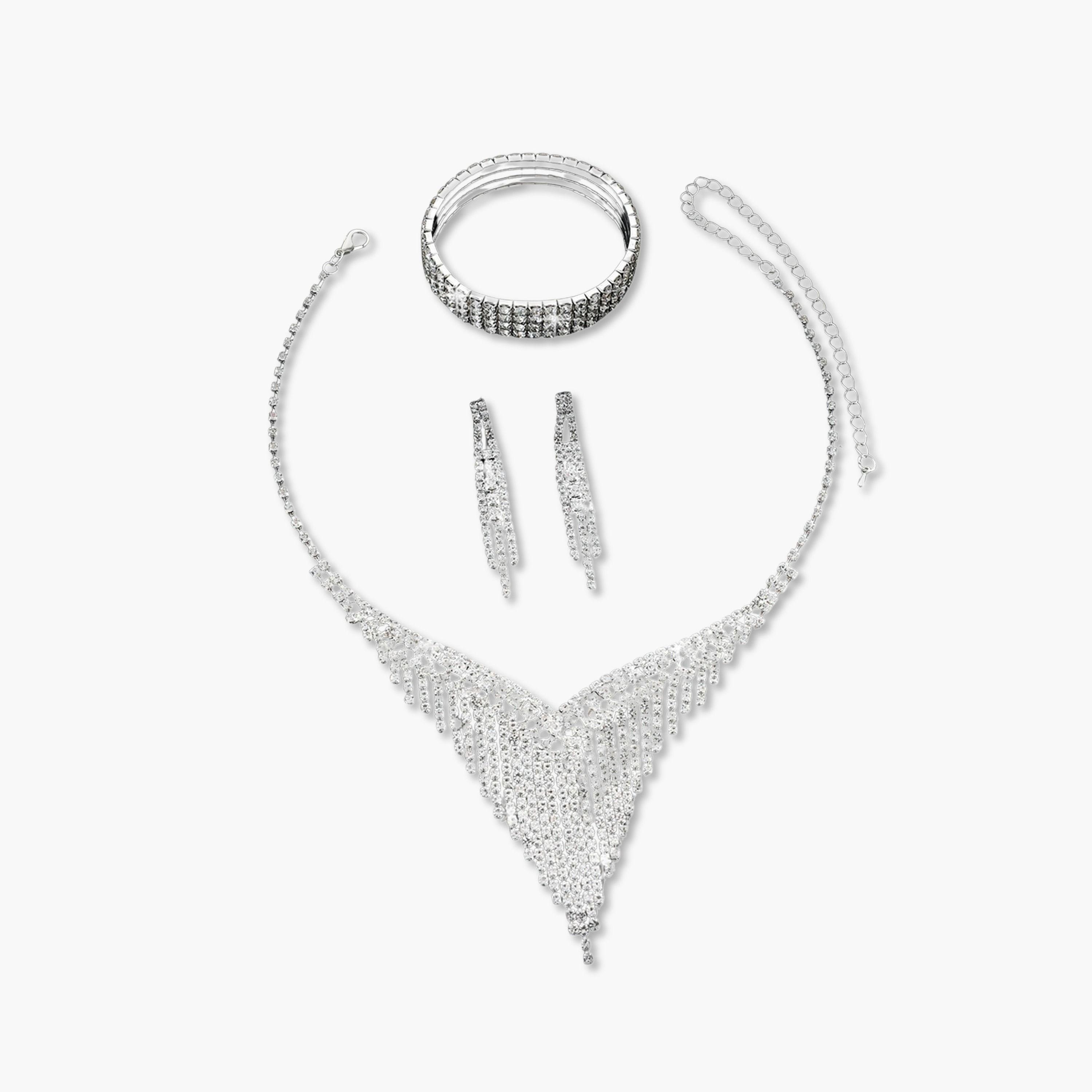 طقم مجوهرات 3 قطع عقد وسوار وأقراط منمقة-women-watchesandjewellery-jewellery-jewellerysets-image-1
