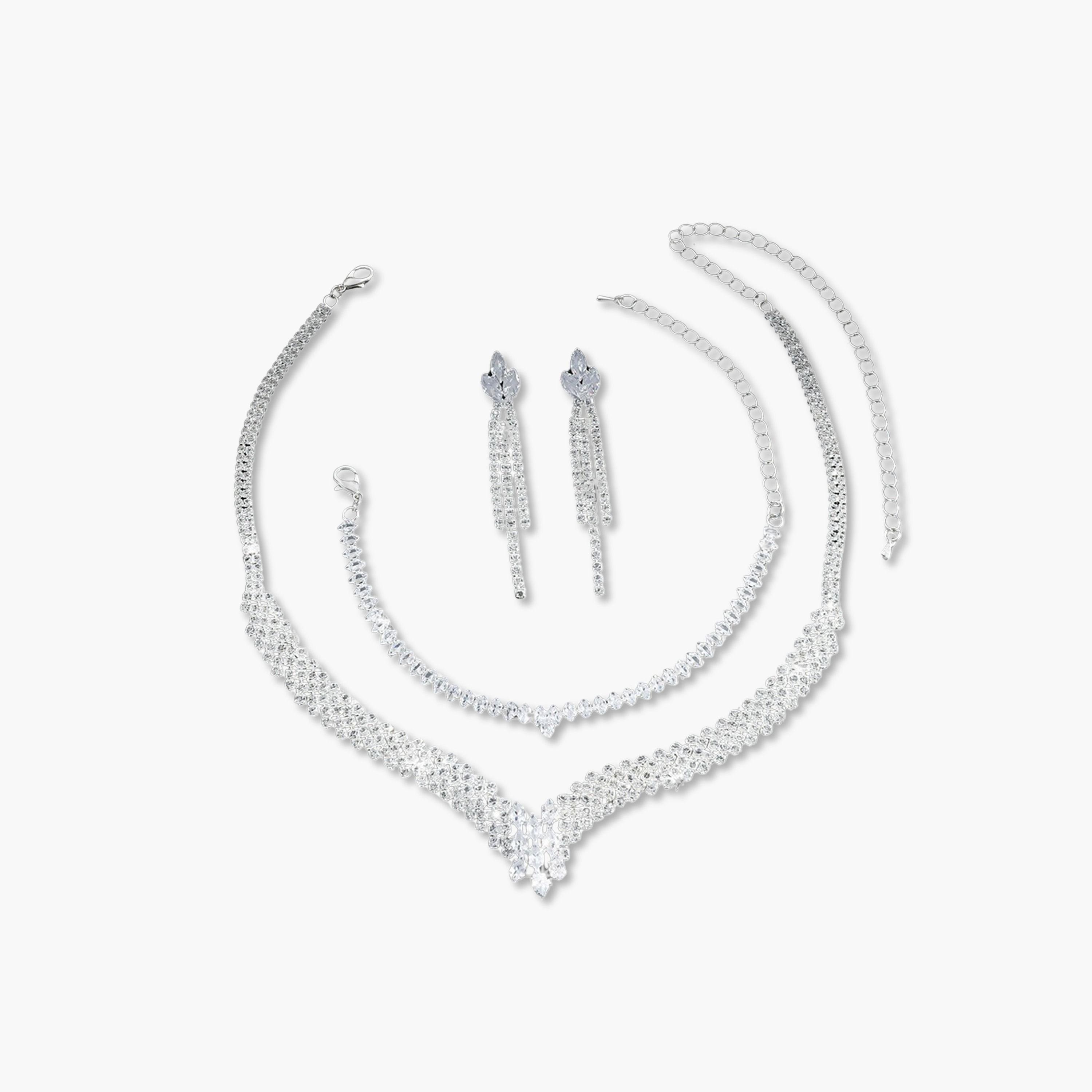 طقم مجوهرات 3 قطع عقد وسوار وأقراط منمقة-women-watchesandjewellery-jewellery-jewellerysets-image-1