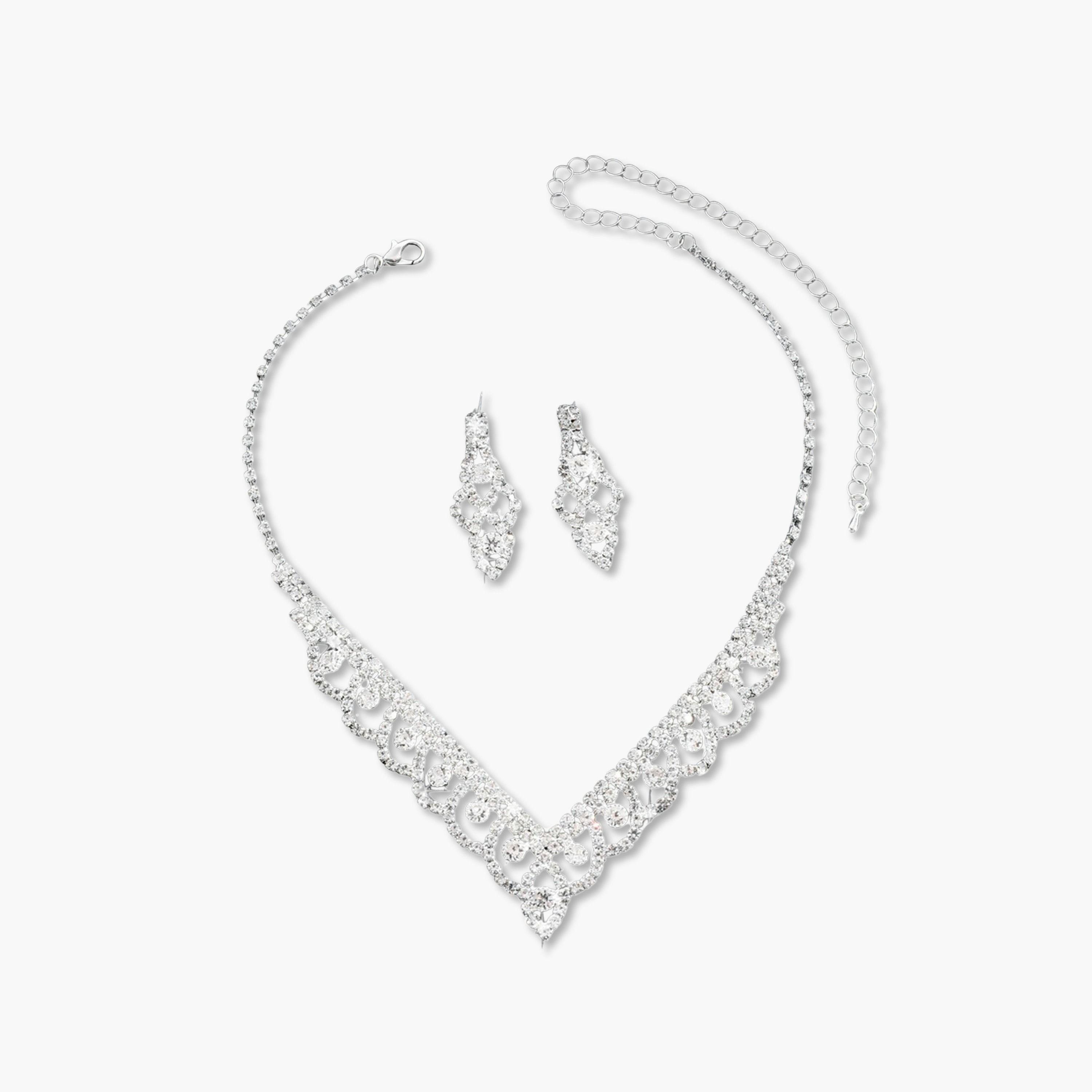 طقم مجوهرات قطعتين عقد وأقراط مزين-women-watchesandjewellery-jewellery-jewellerysets-image-1