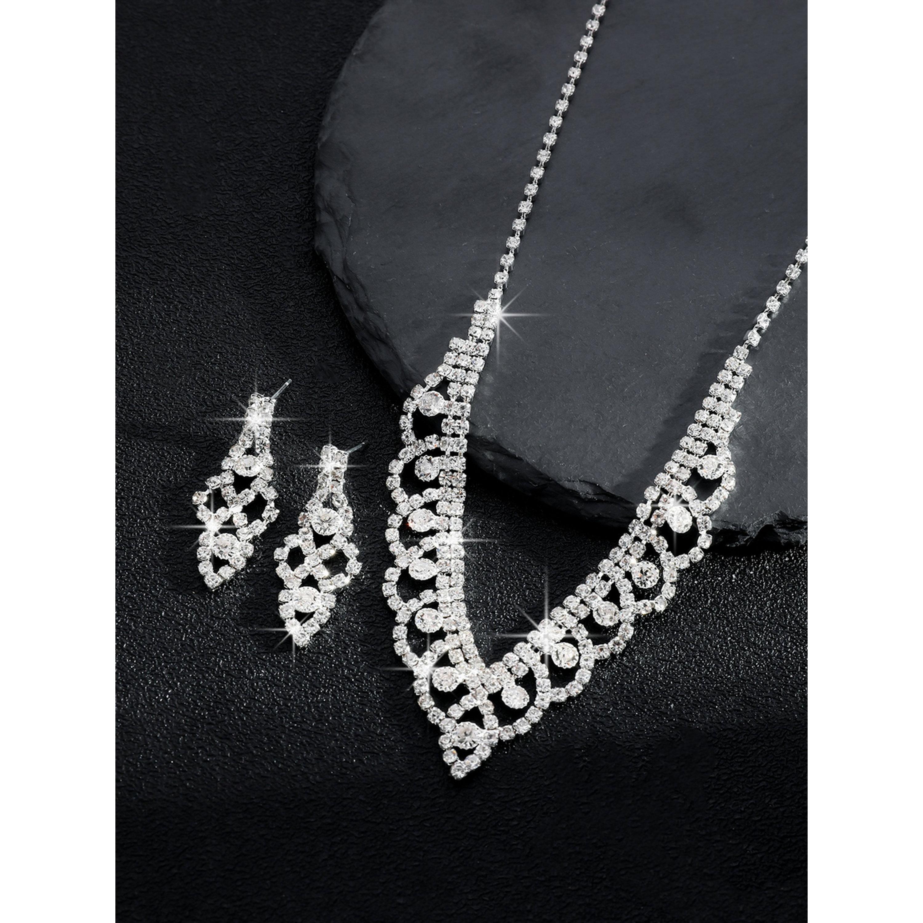 طقم مجوهرات قطعتين عقد وأقراط مزين-women-watchesandjewellery-jewellery-jewellerysets-image-5