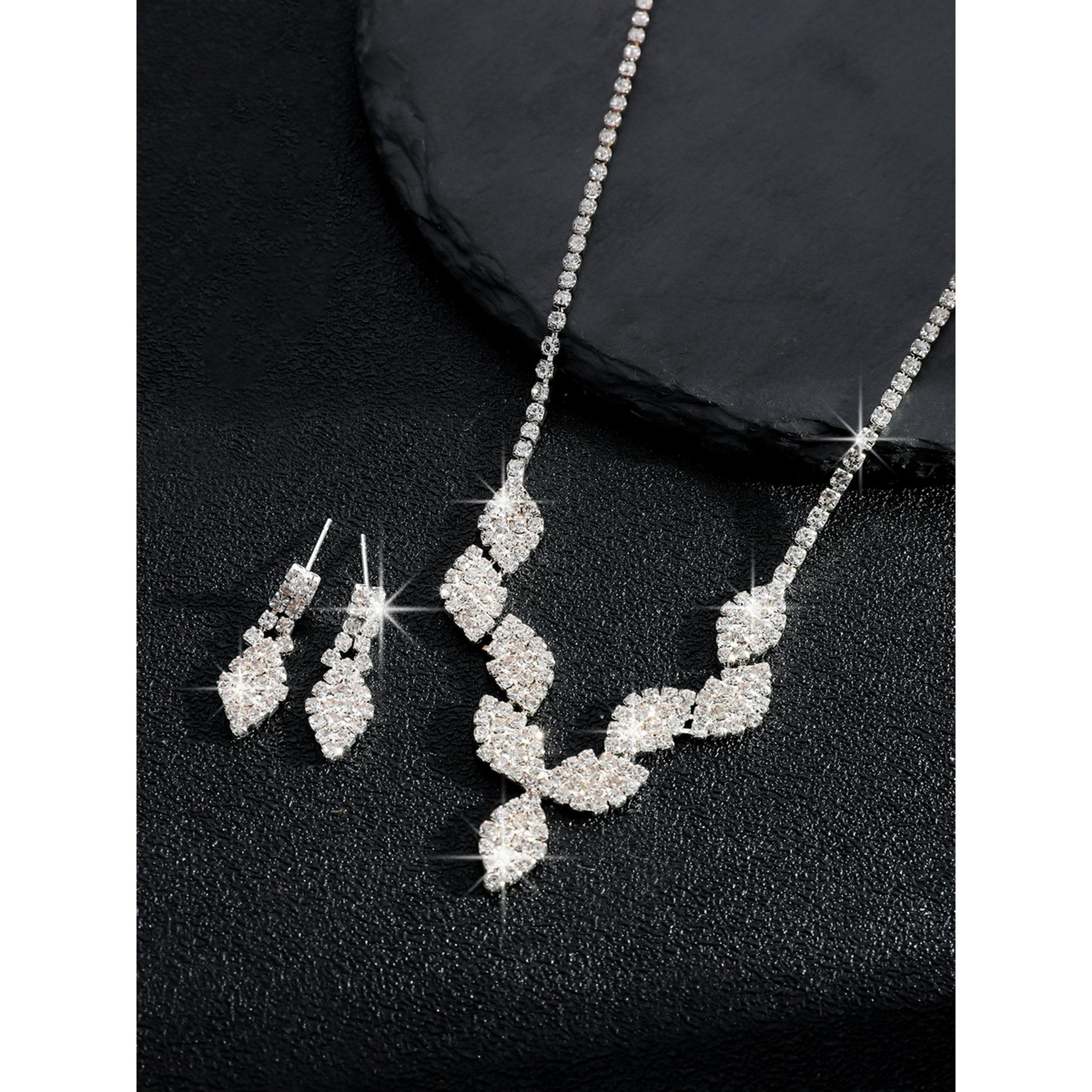 طقم مجوهرات قطعتين عقد وأقراط مزين-women-watchesandjewellery-jewellery-jewellerysets-image-6