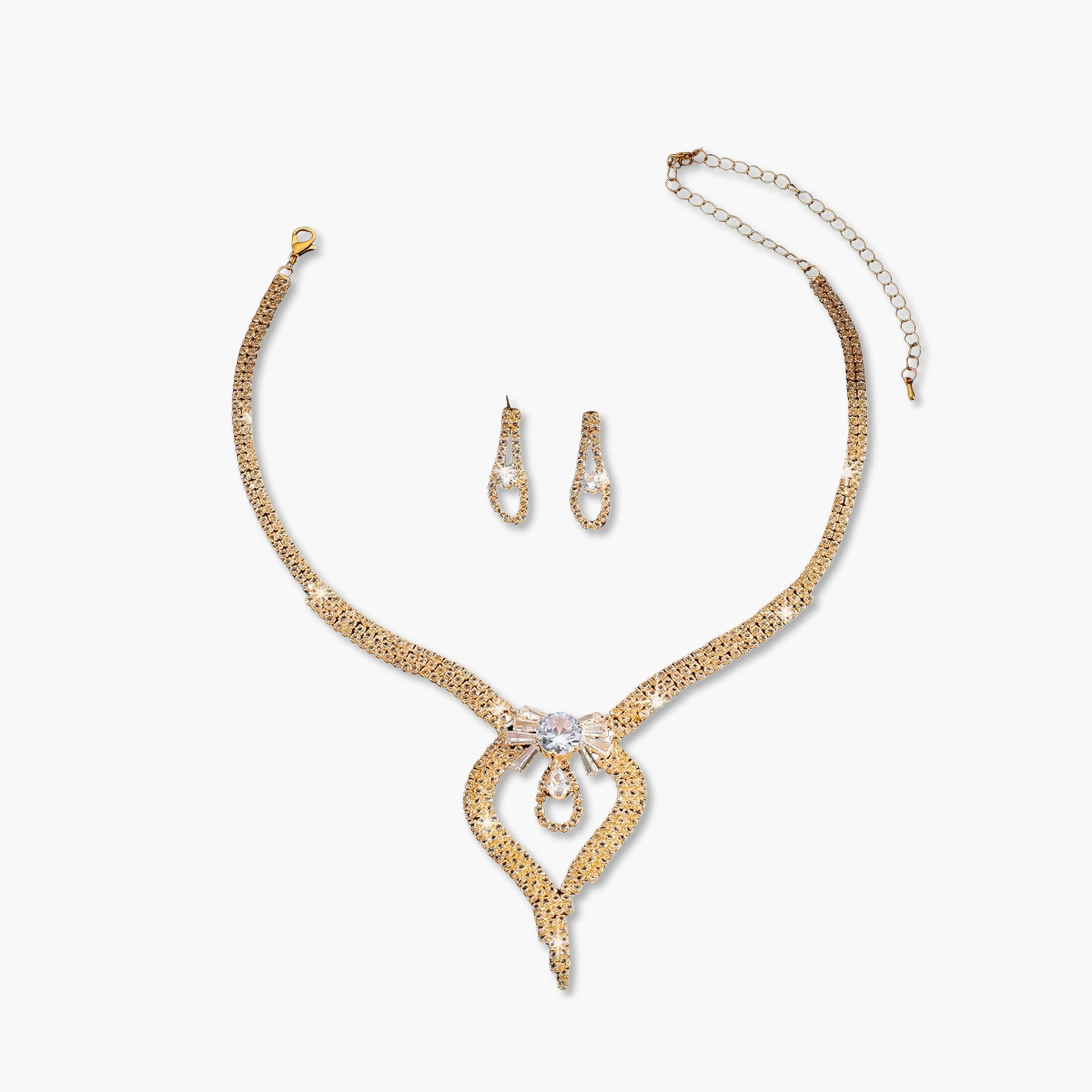 طقم مجوهرات قطعتين عقد وأقراط مزين-women-watchesandjewellery-jewellery-jewellerysets-image-1