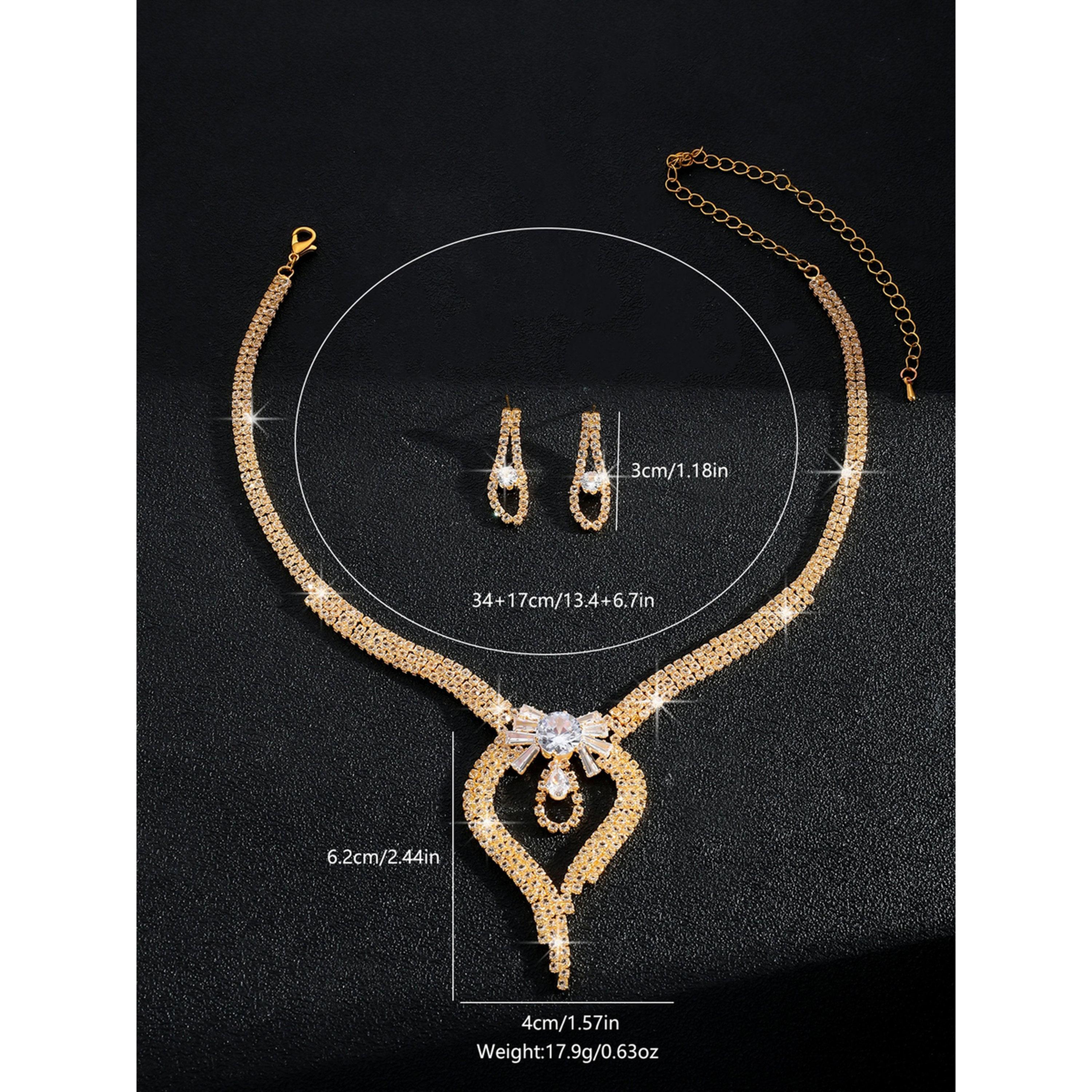 طقم مجوهرات قطعتين عقد وأقراط مزين-women-watchesandjewellery-jewellery-jewellerysets-image-4