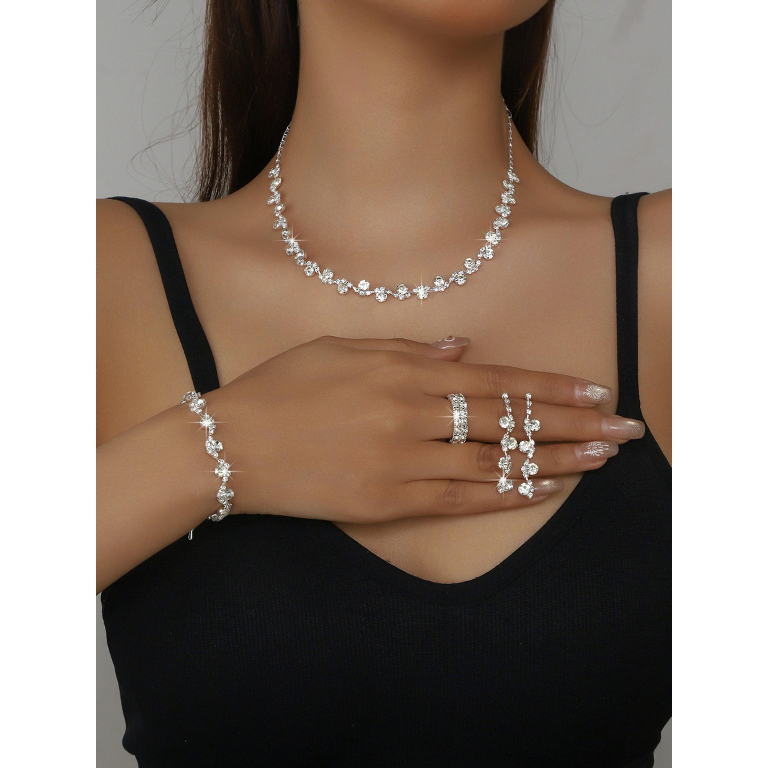 Take Two 4-Piece Embellished Necklace, Bracelet, Ring And Earrings Jewelry Set-women-watchesandjewellery-jewellery-jewellerysets-image-2