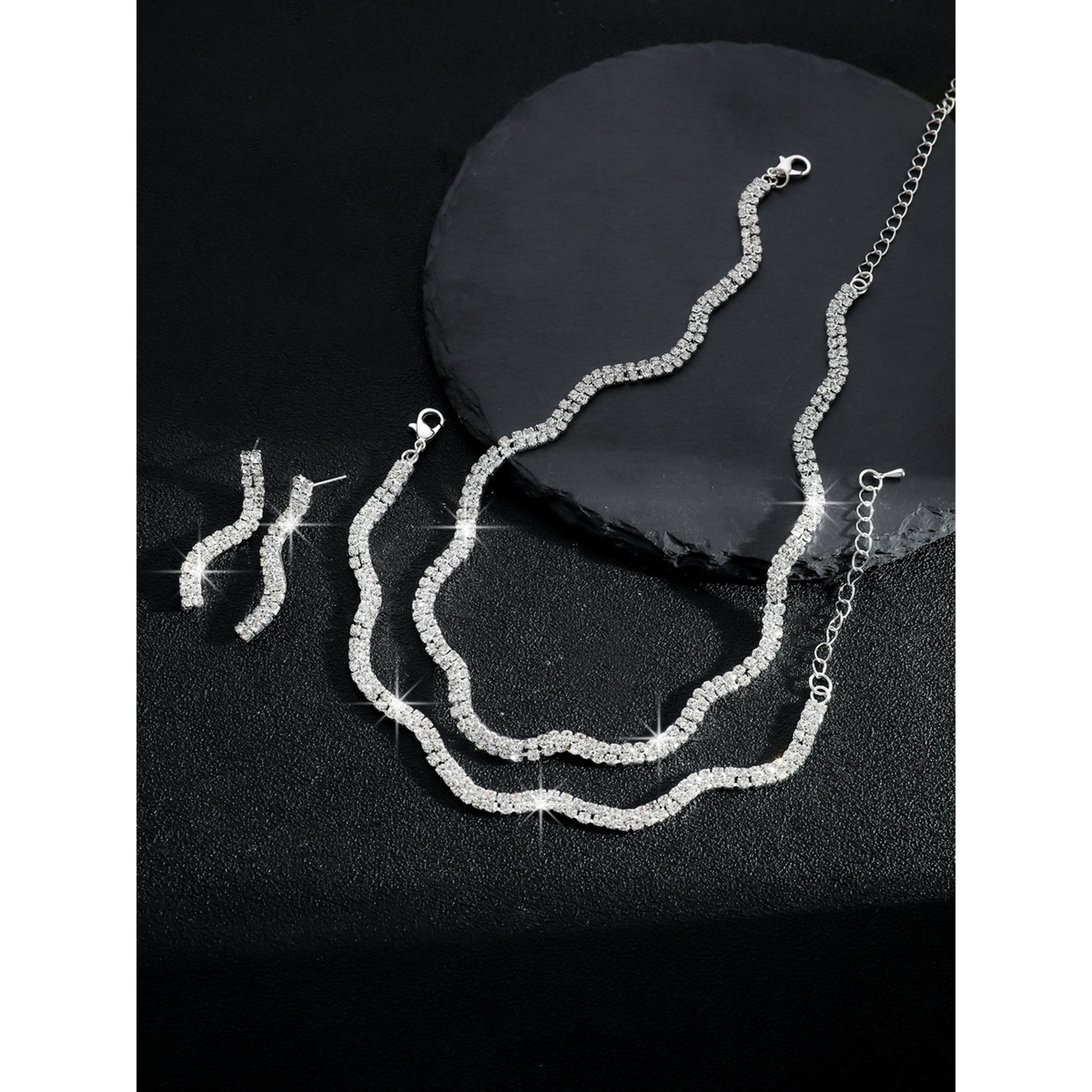 طقم مجوهرات 3 قطع عقد وسوار وأقراط منمقة-women-watchesandjewellery-jewellery-jewellerysets-image-6