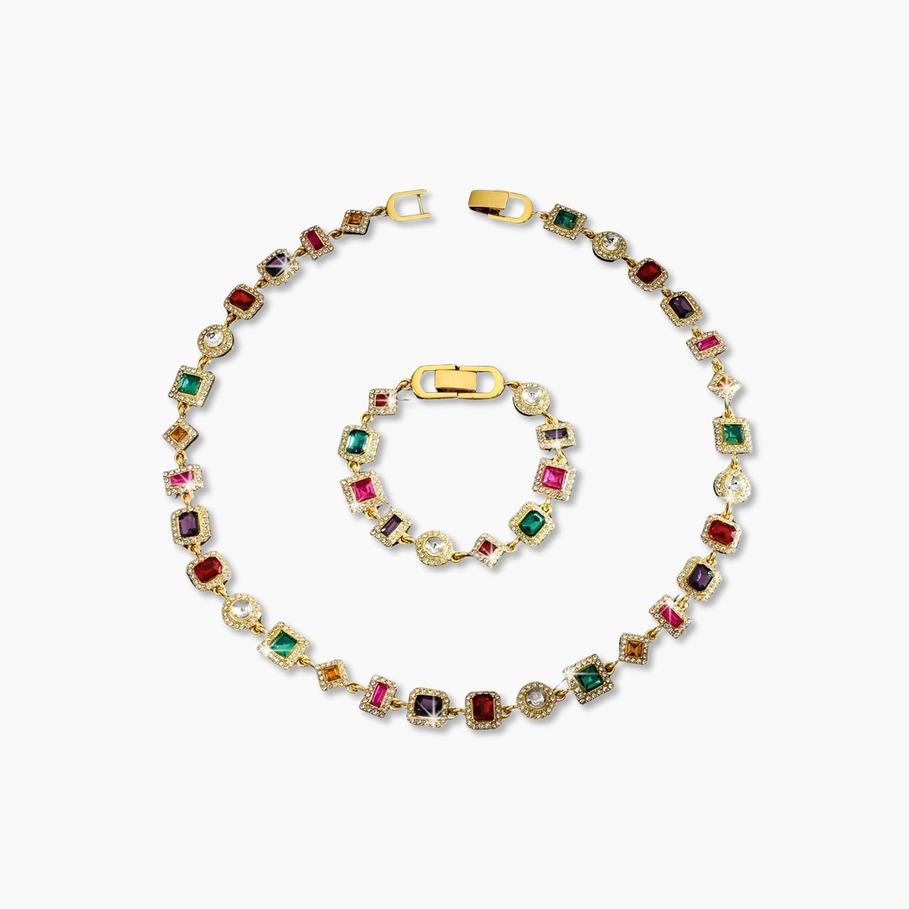 Take Two 2-Piece Colorful Rhinestone Detail Necklace With Bracelet Jewelry Set-women-watchesandjewellery-jewellery-jewellerysets-image-1