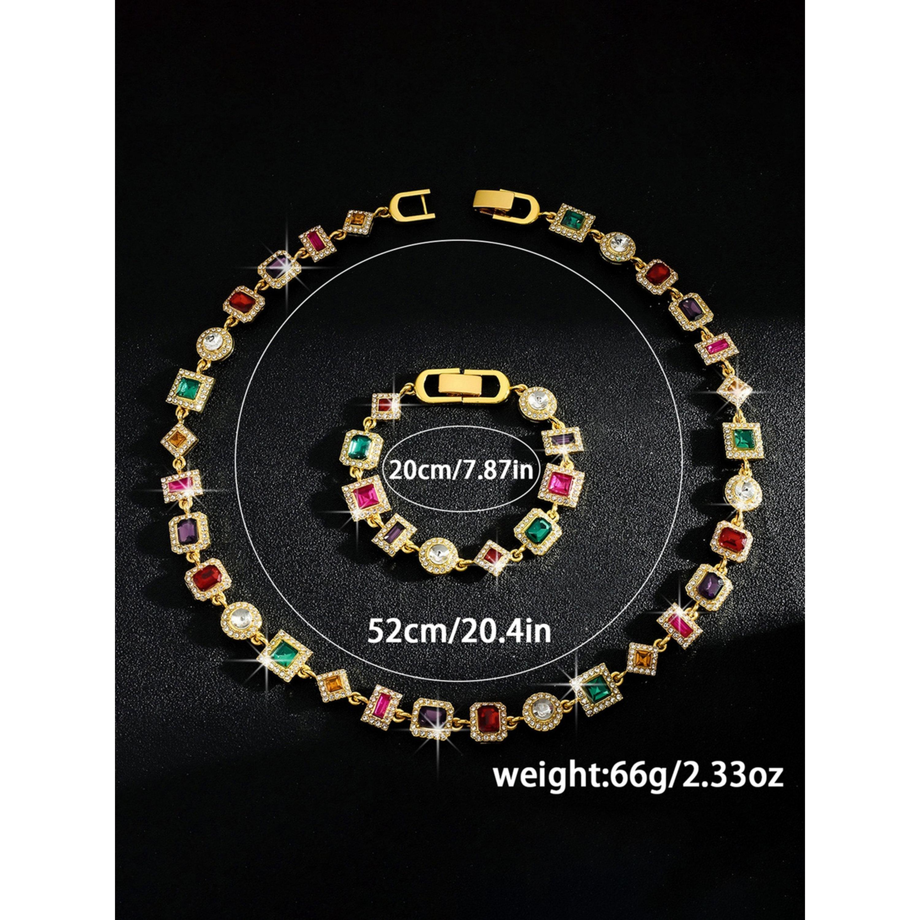 Take Two 2-Piece Colorful Rhinestone Detail Necklace With Bracelet Jewelry Set-women-watchesandjewellery-jewellery-jewellerysets-image-3