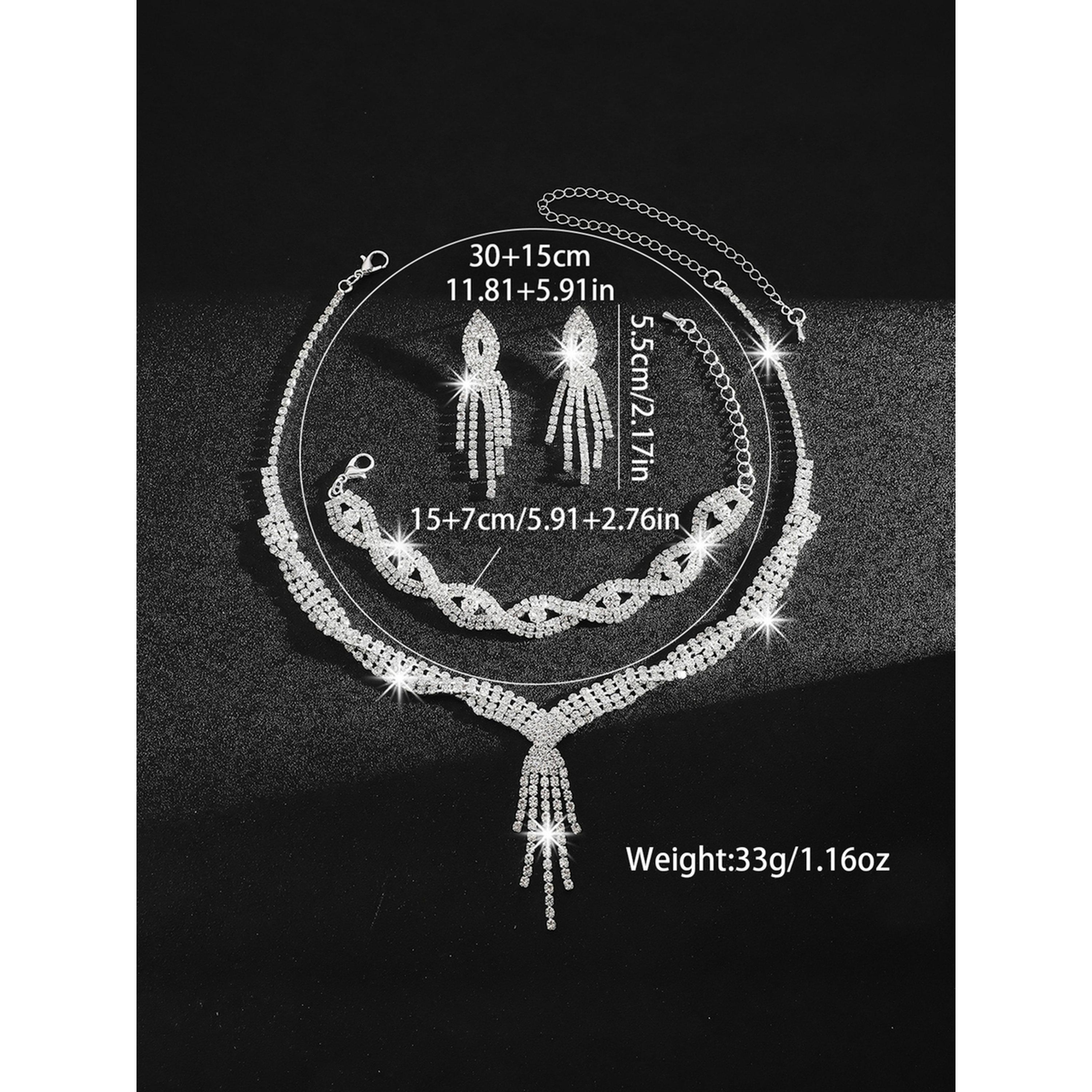 طقم مجوهرات 3 قطع عقد بشراشيب وسوار وأقراط منمقة-women-watchesandjewellery-jewellery-jewellerysets-image-4