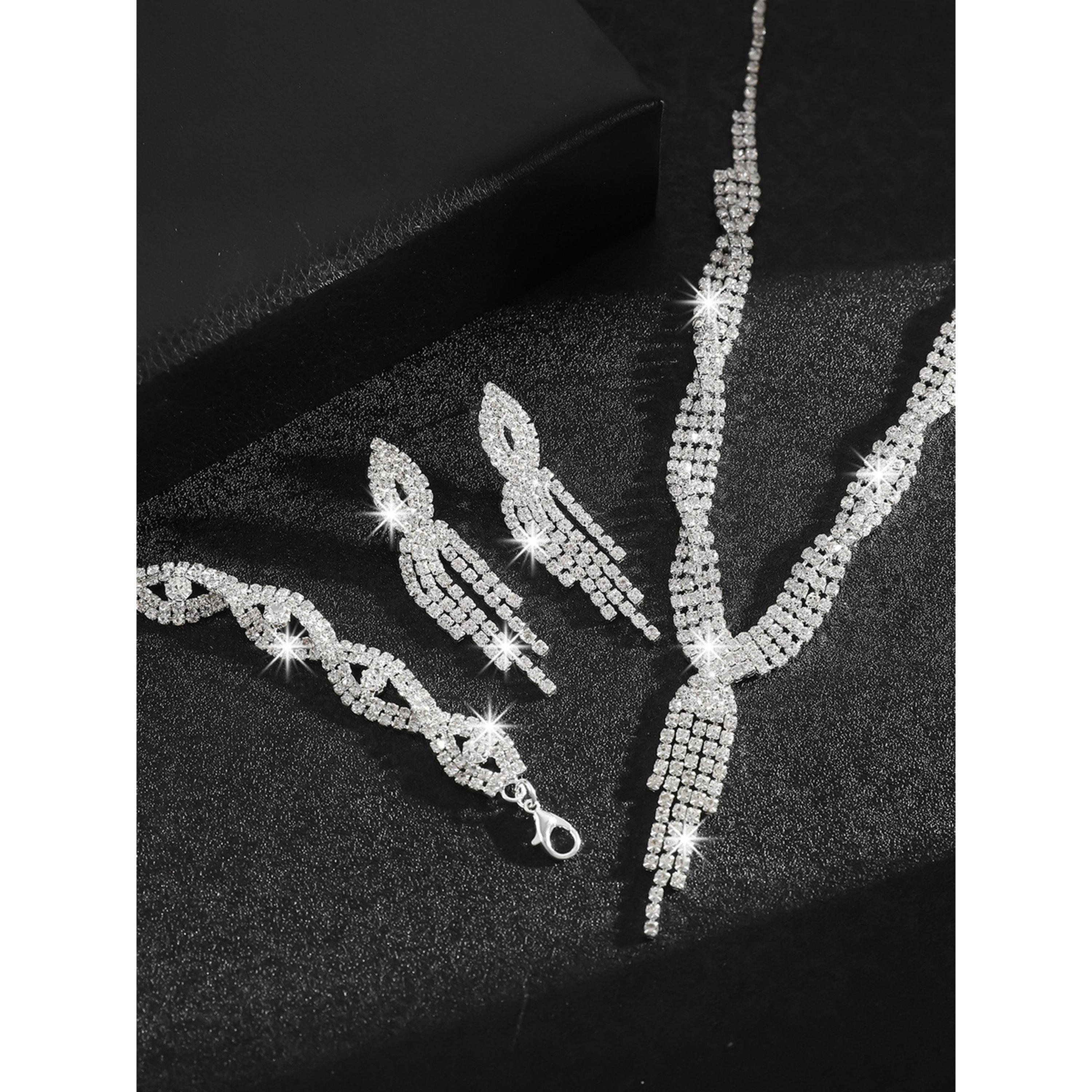 طقم مجوهرات 3 قطع عقد بشراشيب وسوار وأقراط منمقة-women-watchesandjewellery-jewellery-jewellerysets-image-5