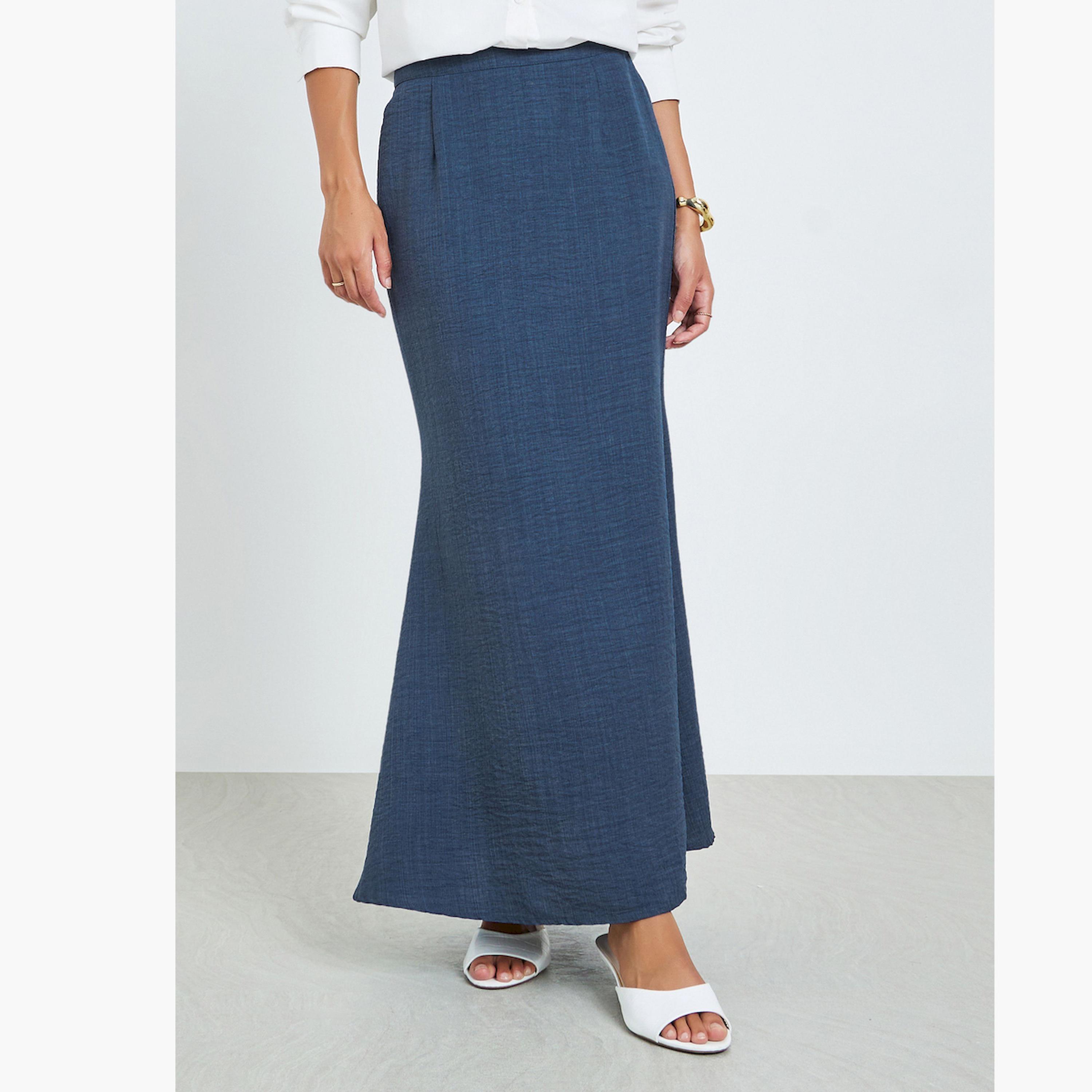 Styli Blue Flared Hem Maxi Skirt-women-clothing-bottoms-skirts-image-1