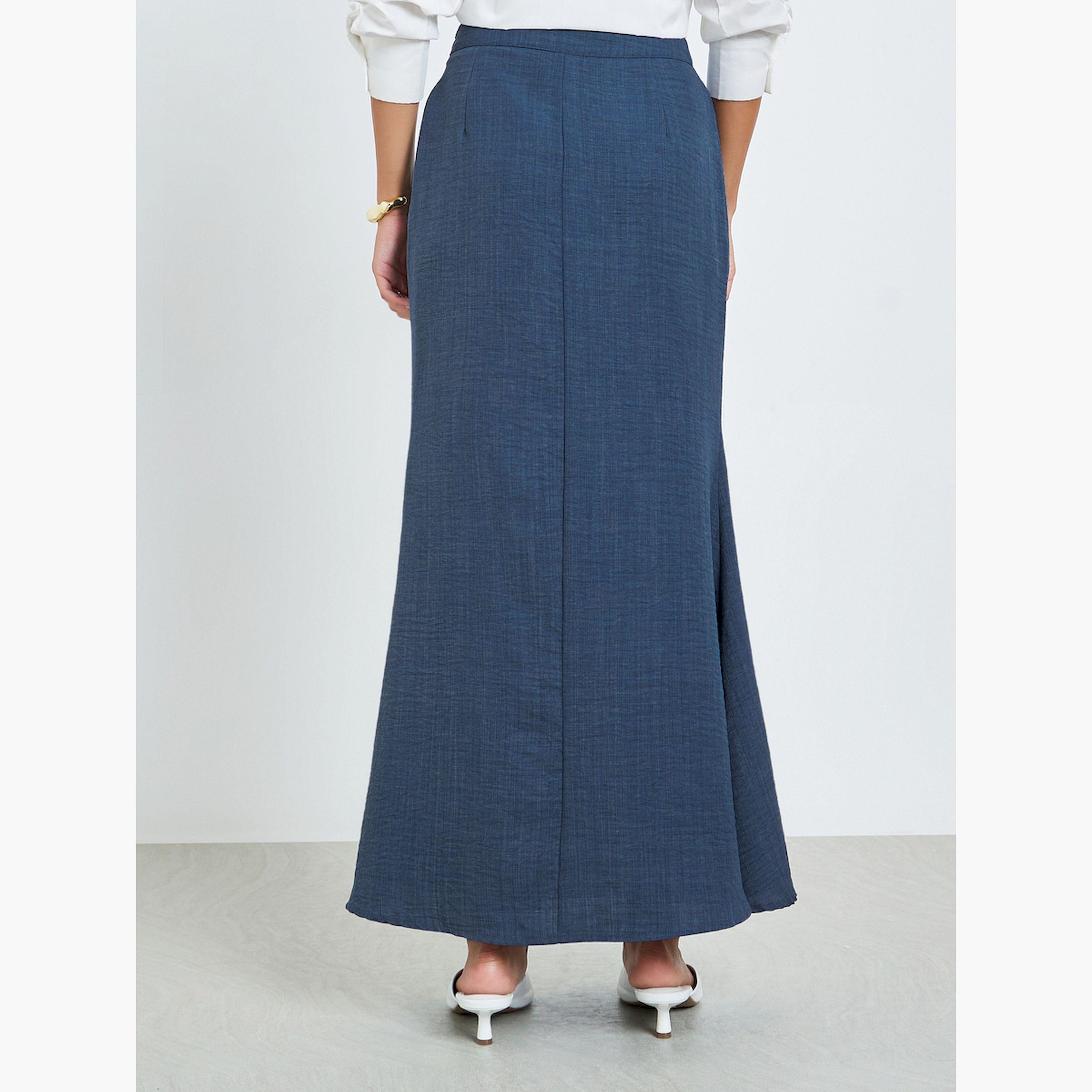 Styli Blue Flared Hem Maxi Skirt-women-clothing-bottoms-skirts-image-4
