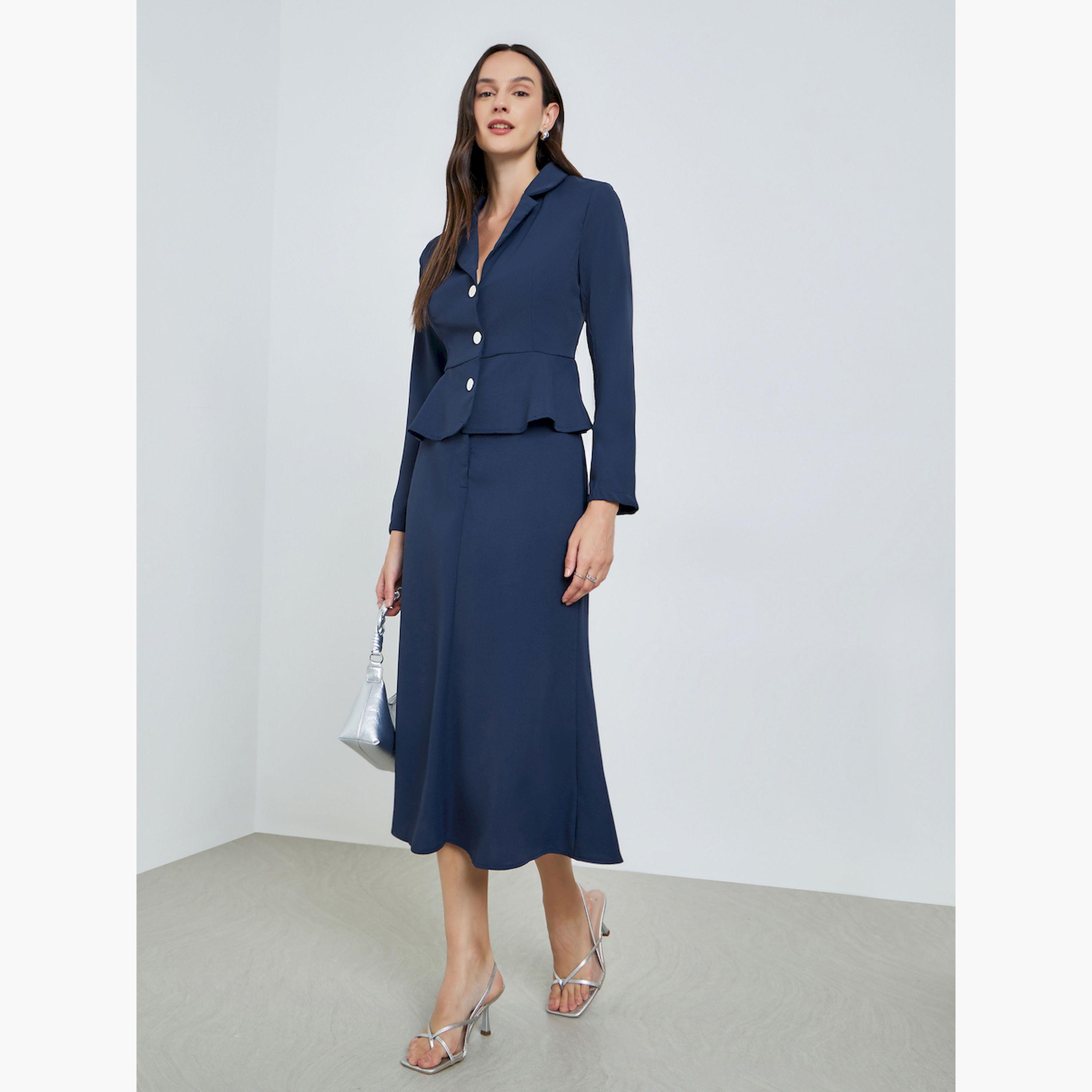 طقم بليزر ضيق بأكمام طويلة وتنورة-women-clothing-coordsets-image-1