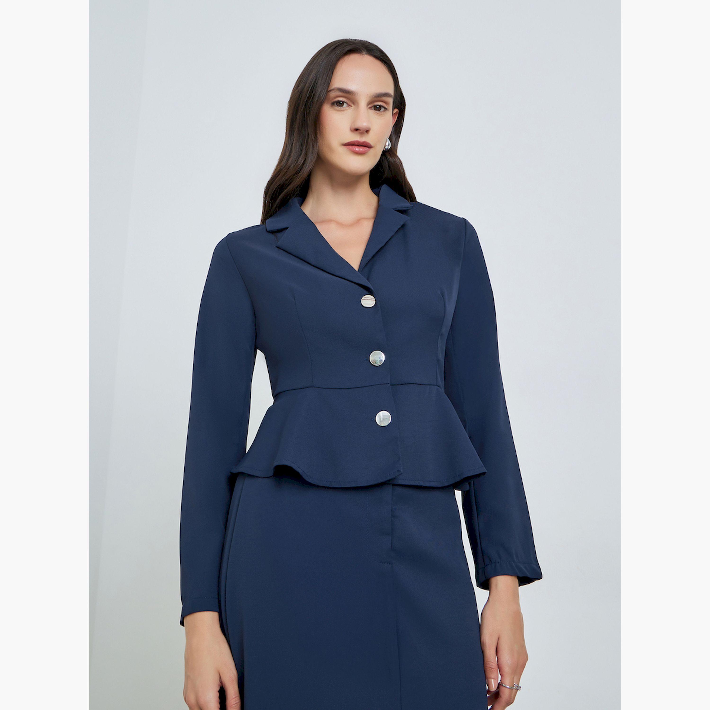 طقم بليزر ضيق بأكمام طويلة وتنورة-women-clothing-coordsets-image-2