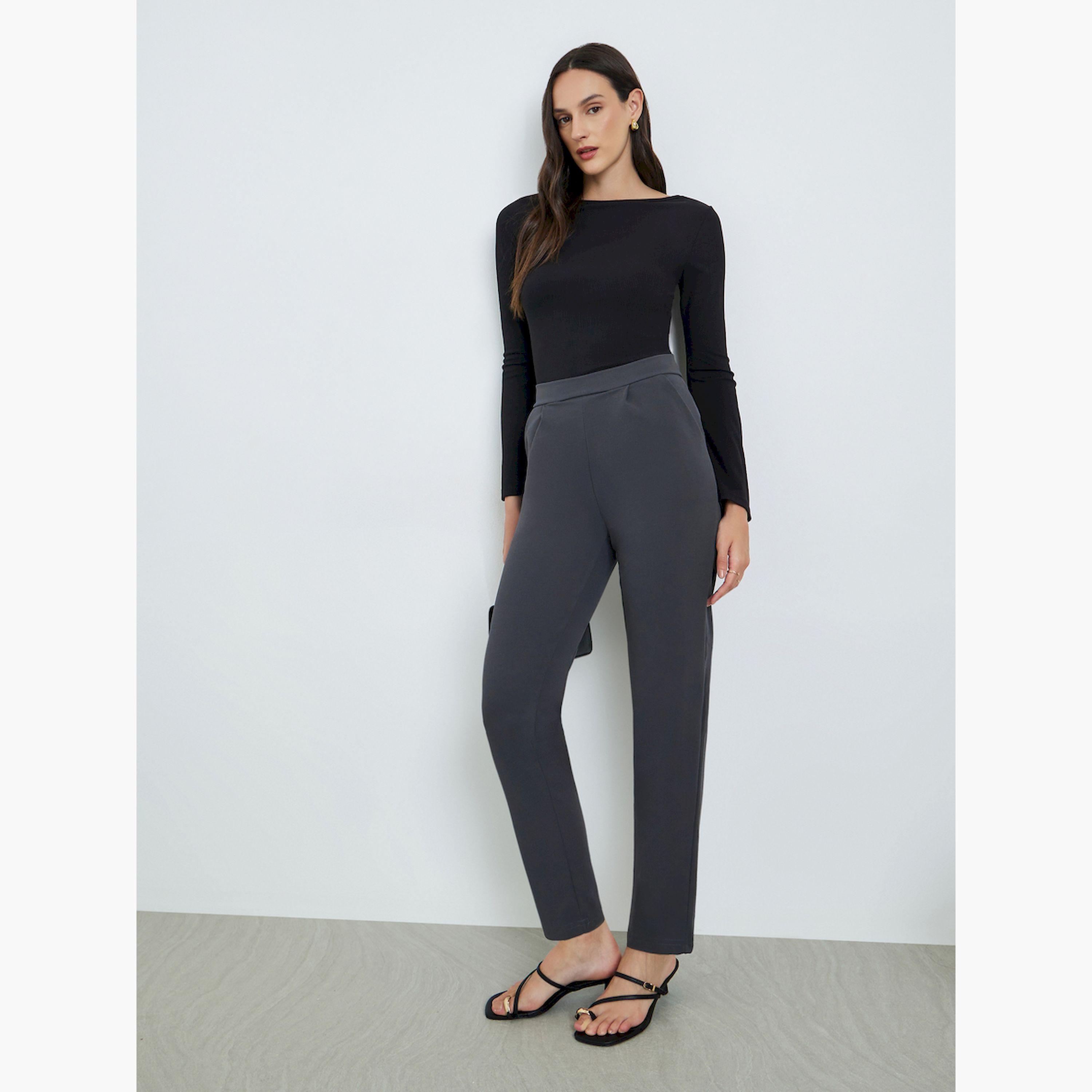 Take Two Grey High Rise Tapered Leg Pants-women-clothing-bottoms-trousers-image-2