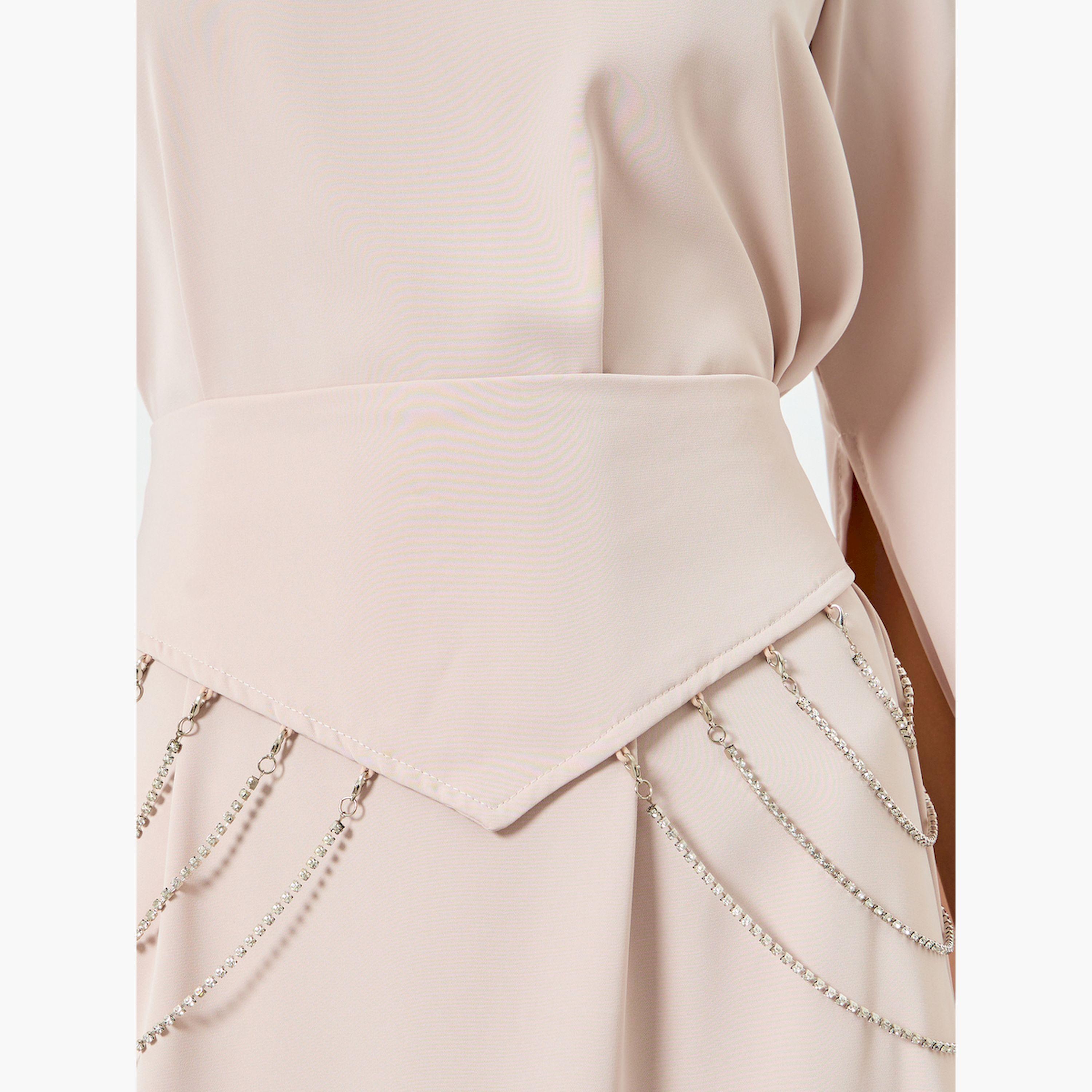 فستان طويل بخصر شكل V وأكمام بفتحات-women-clothing-dresses-image-5