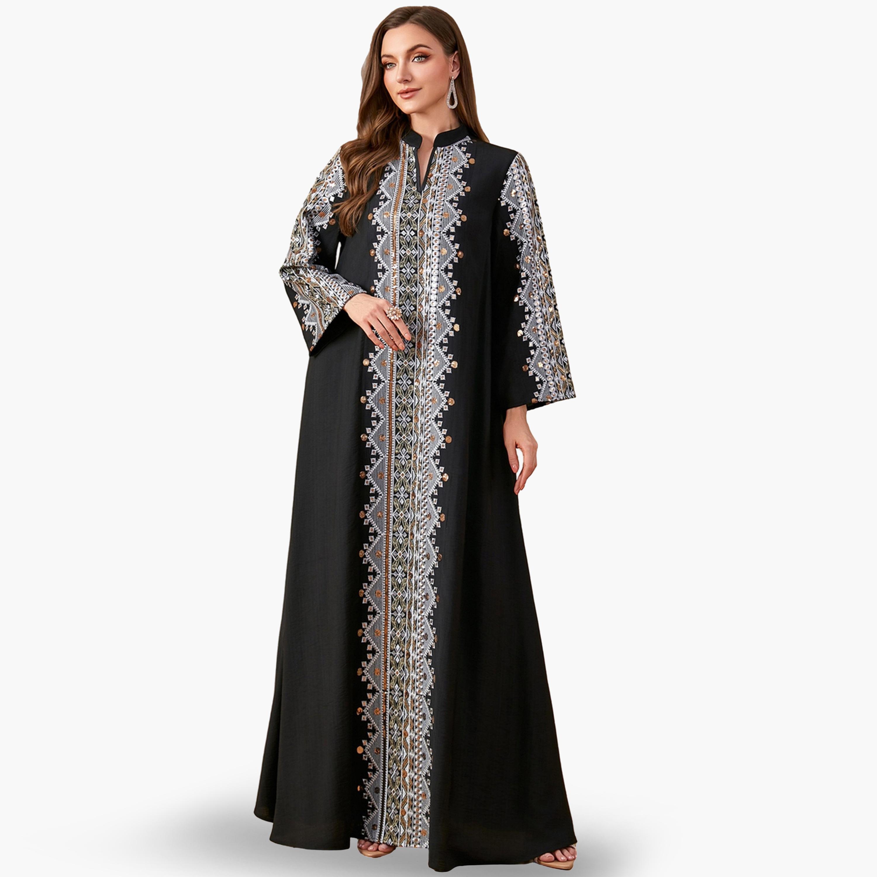 Take Two Women Black Embroidered Jalabiya-women-arabicclothing-jalabiyas-image-1