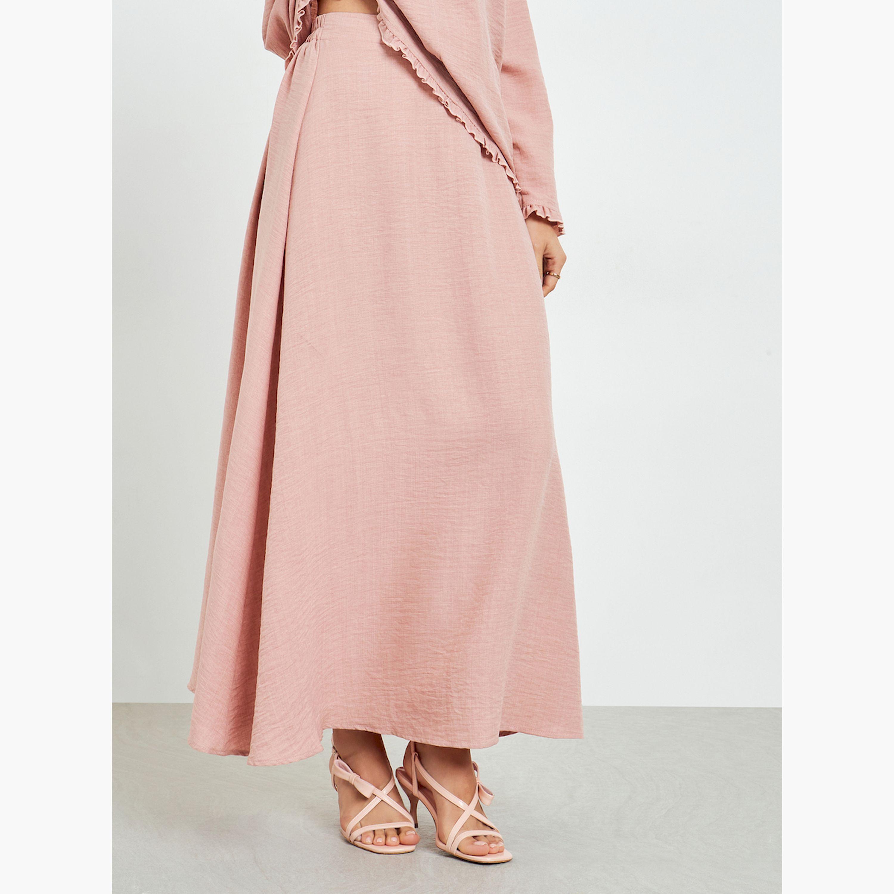 مجموعة محتشمة من تنورة وبلوزة بياقة بكشكش-women-arabicclothing-sets-image-5