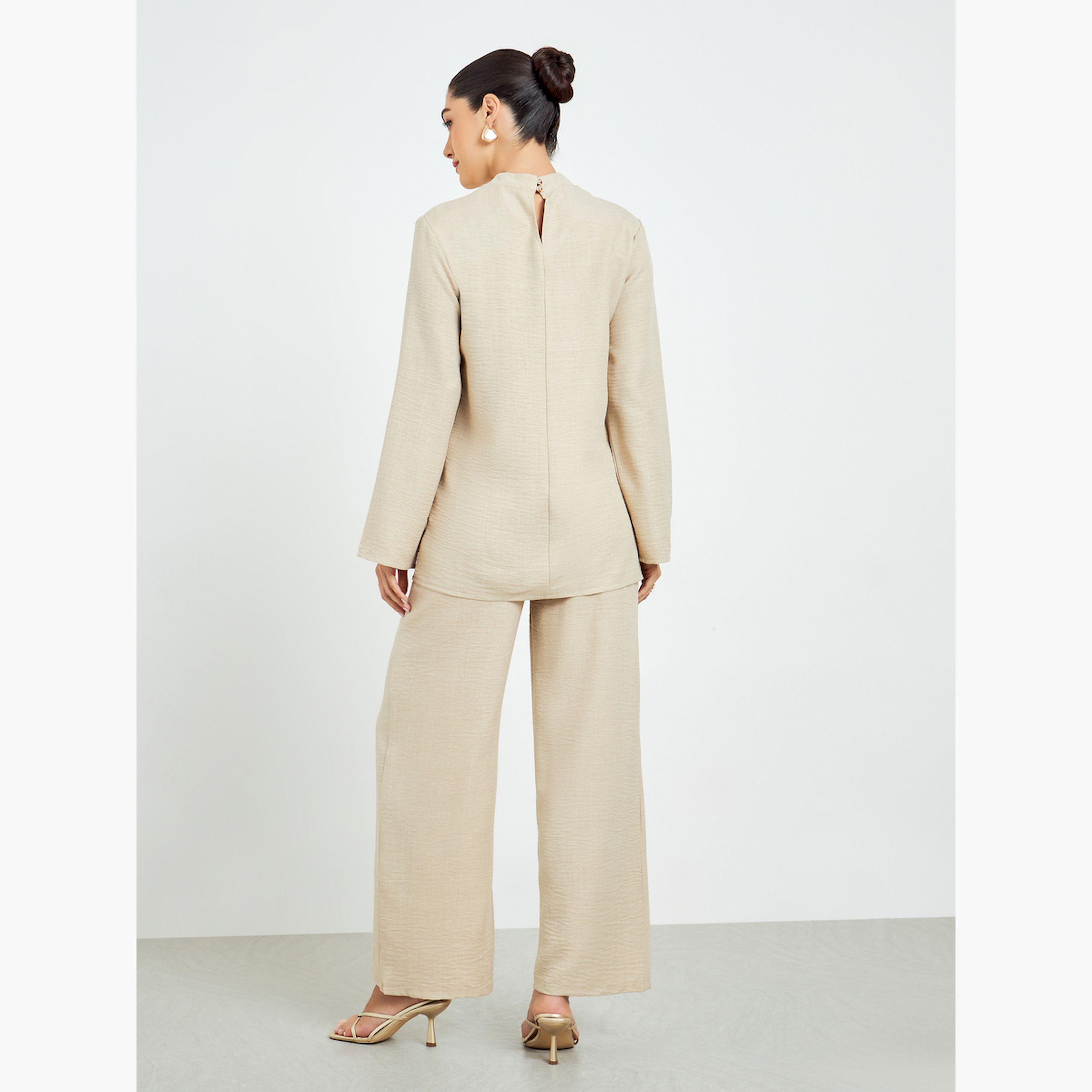Styli Beige Oversized Top and Wide Leg Pants Modest Set-women-arabicclothing-sets-image-4